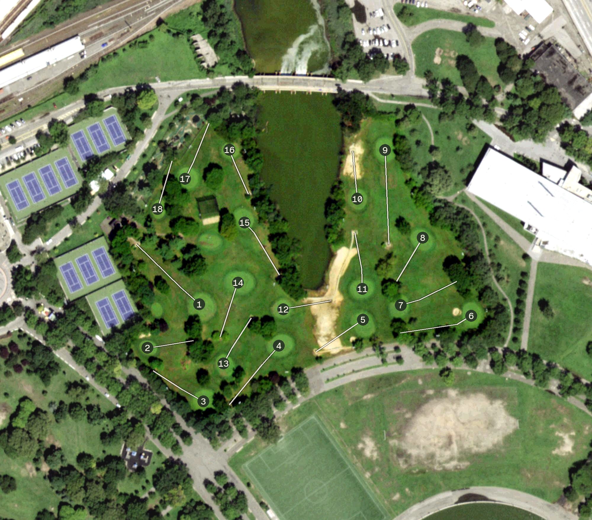 Aerial view of Flushing Meadows Golf Center, NY
