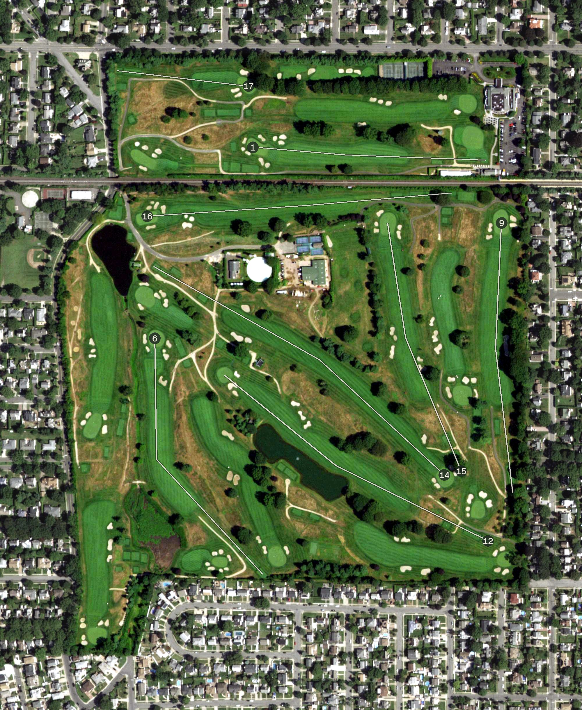 Aerial view of Garden City Country Club, NY