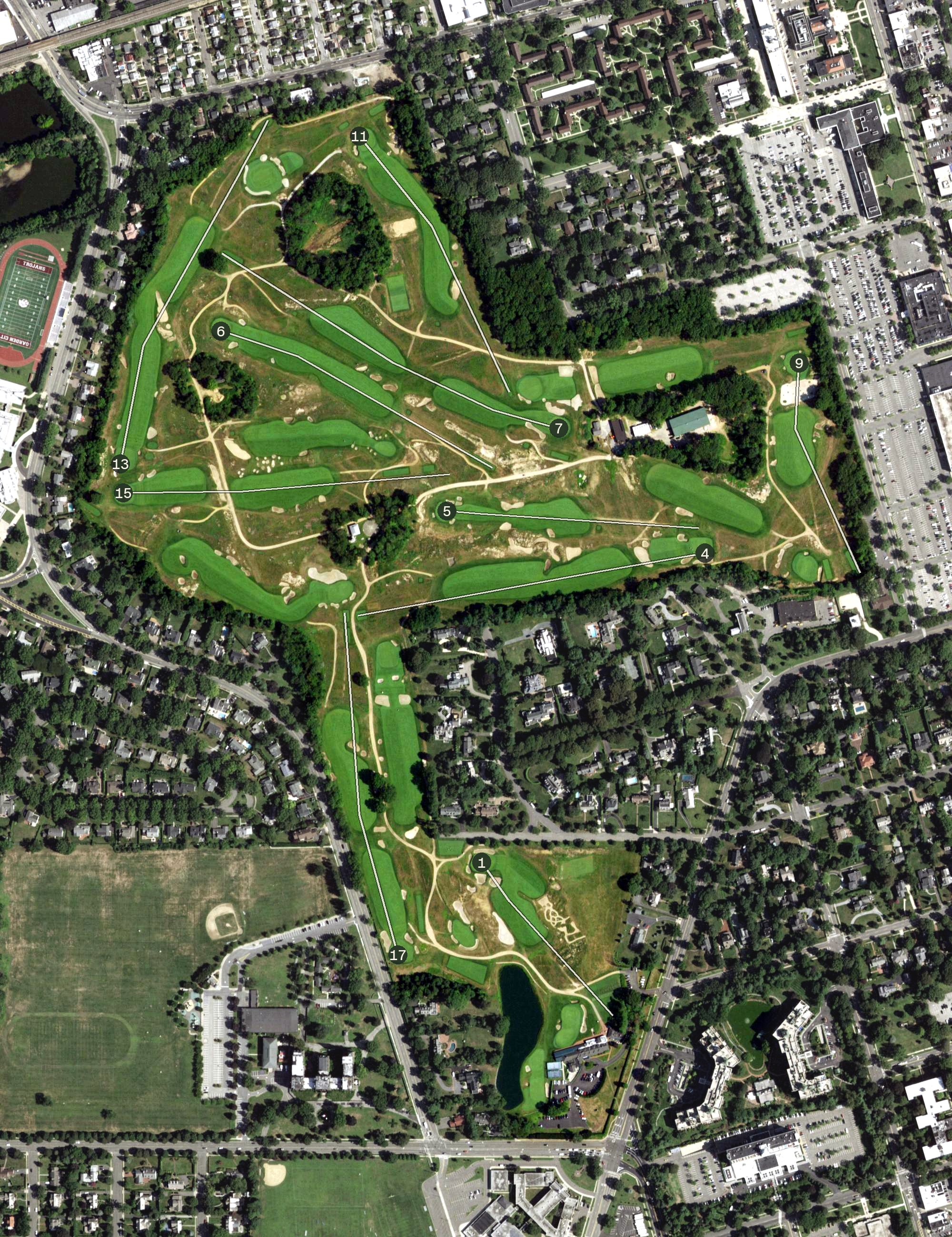 Aerial view of Garden City Golf Club, NY