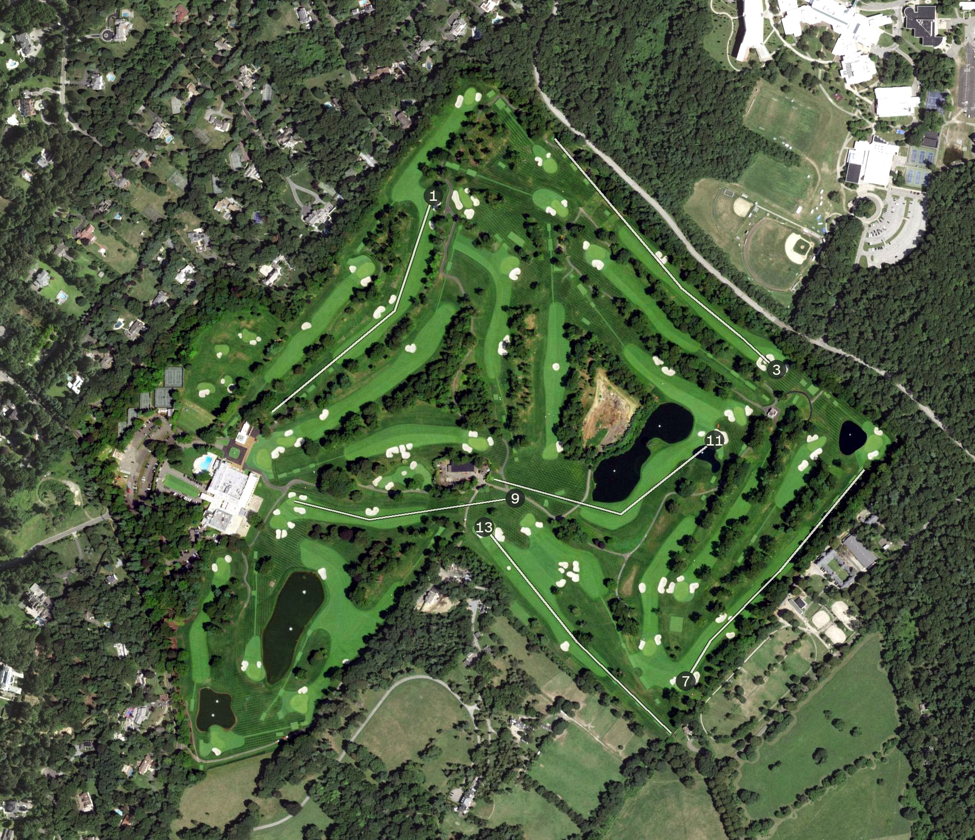 Aerial view of Glen Oaks Club, NY