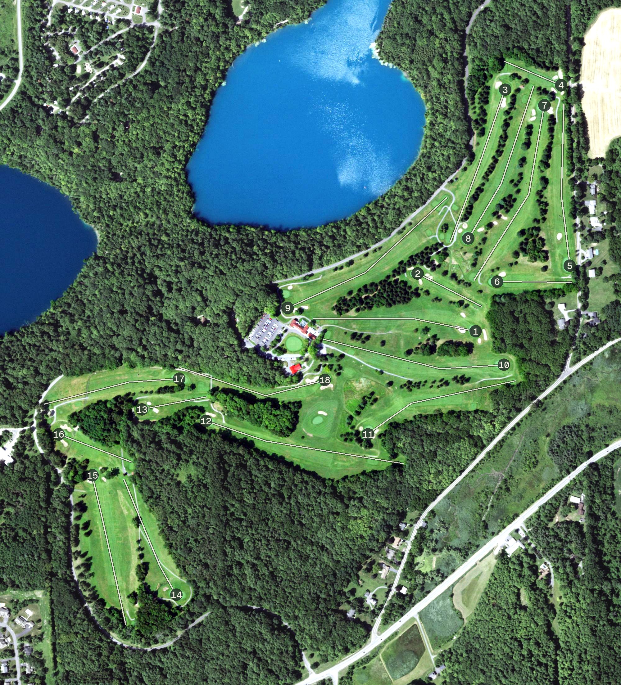 Aerial view of Green Lakes State Park Golf Course, NY