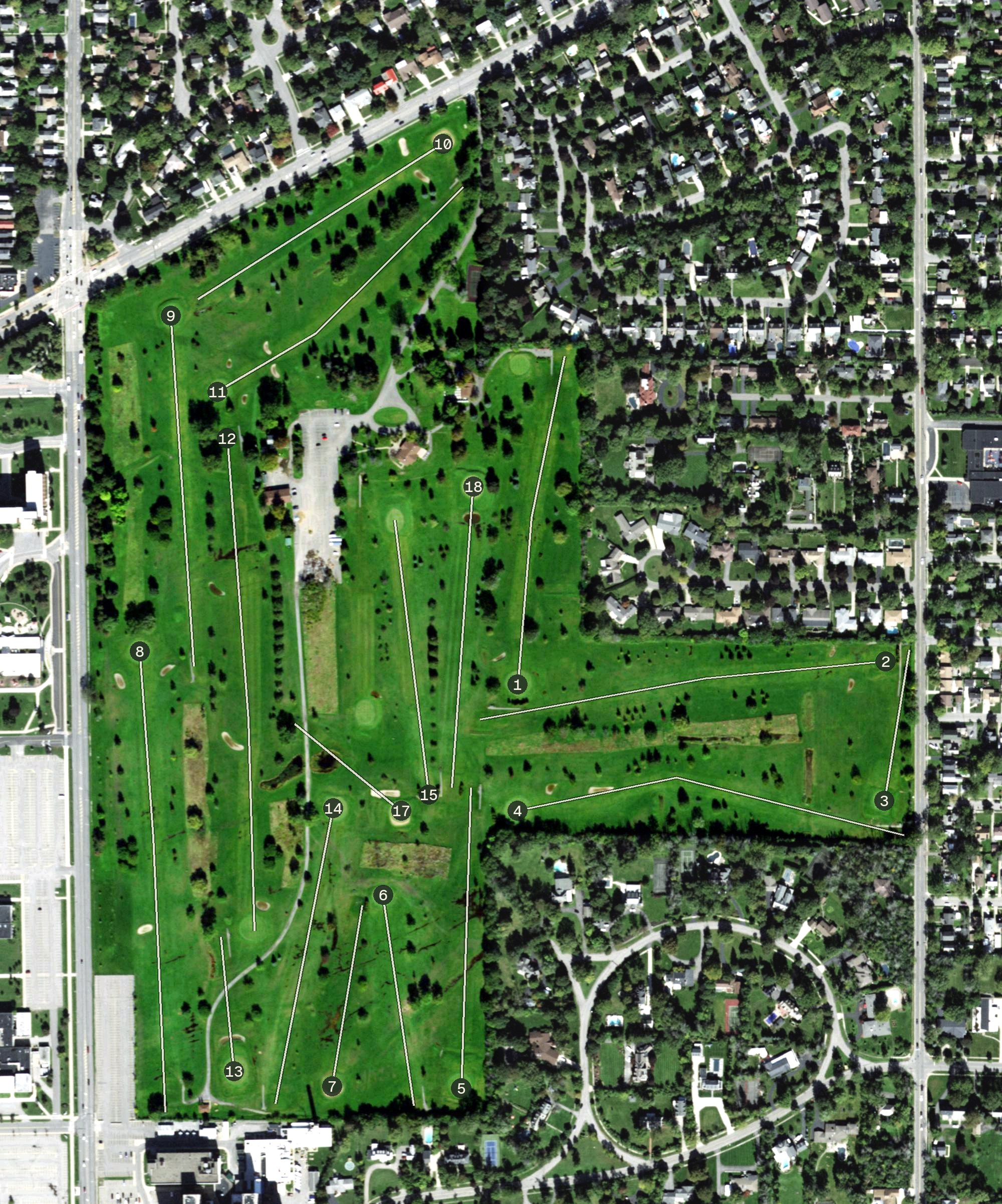 Aerial view of Grover Cleveland Golf Course, NY