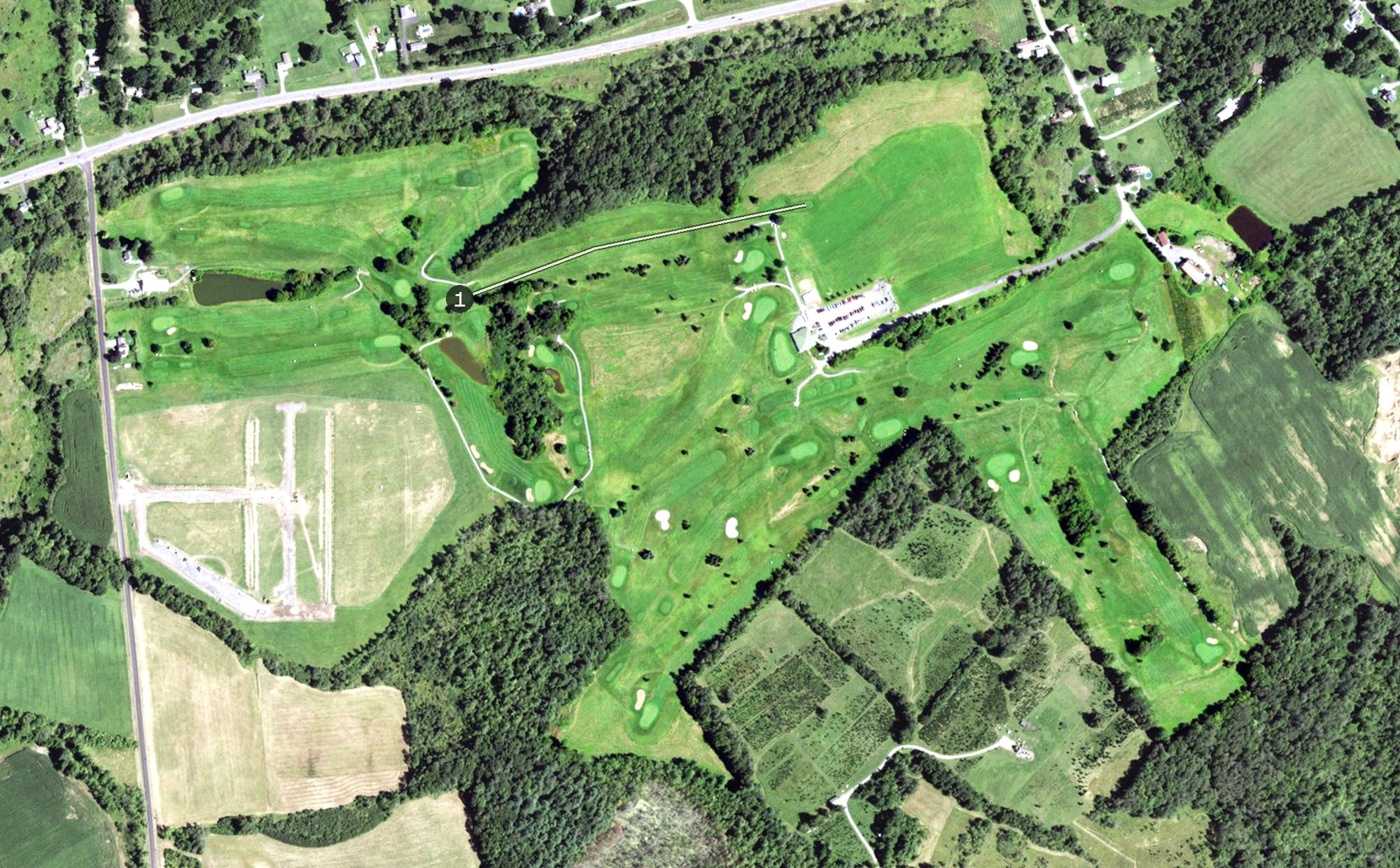 Aerial view of Hales Mills Country Club, NY
