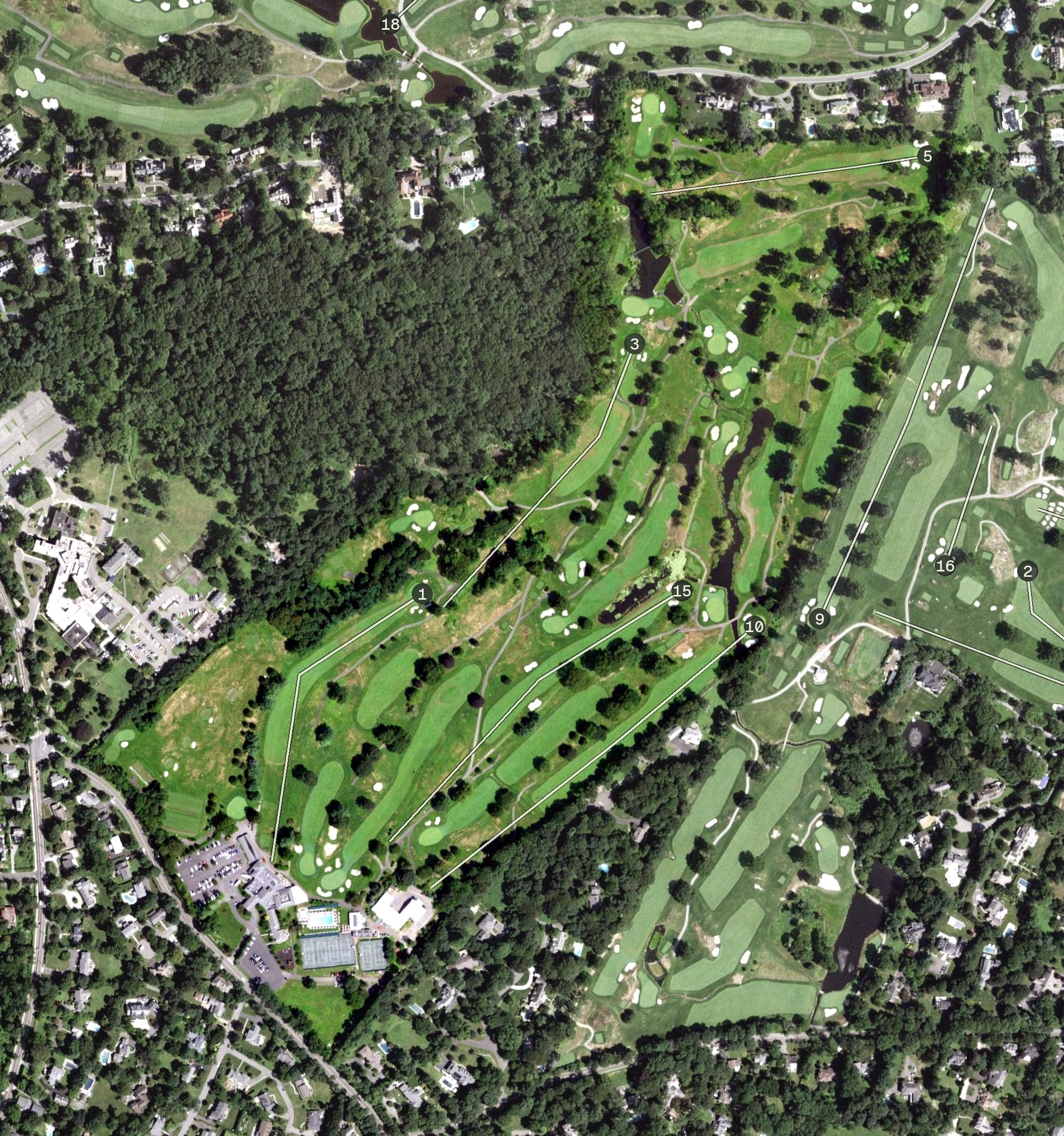 Aerial view of Harrison Meadows Country Club, NY