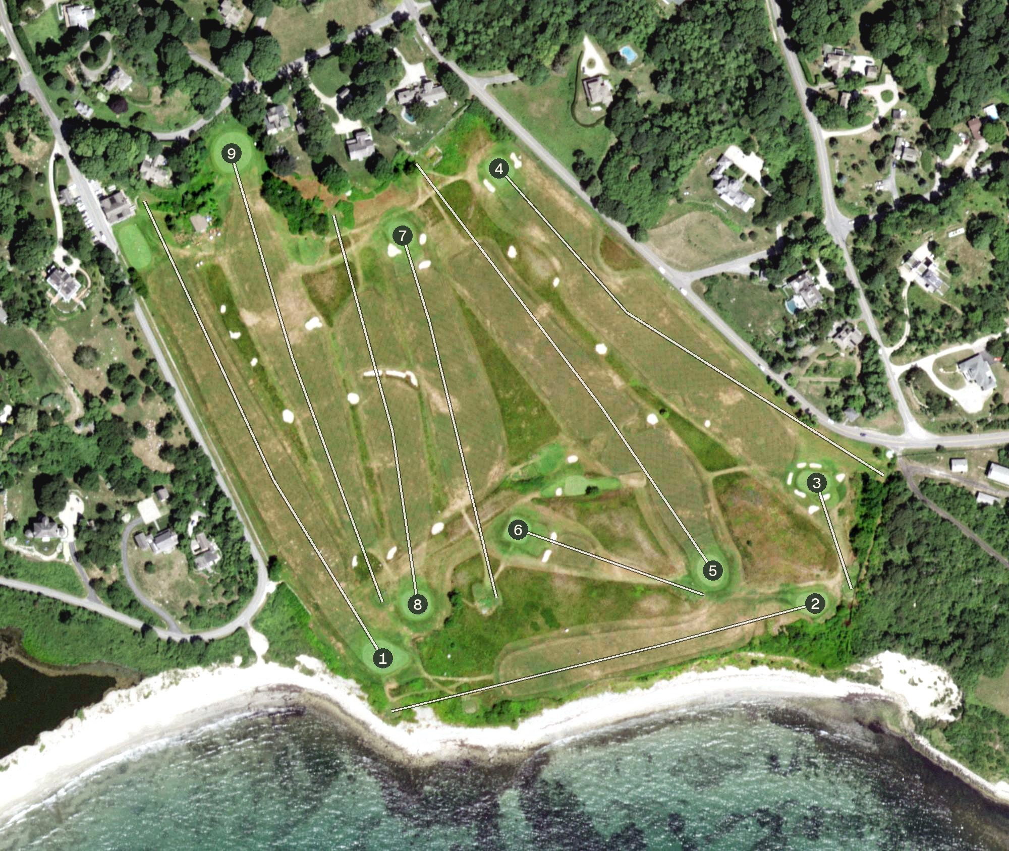 Aerial view of Hay Harbor Club, NY