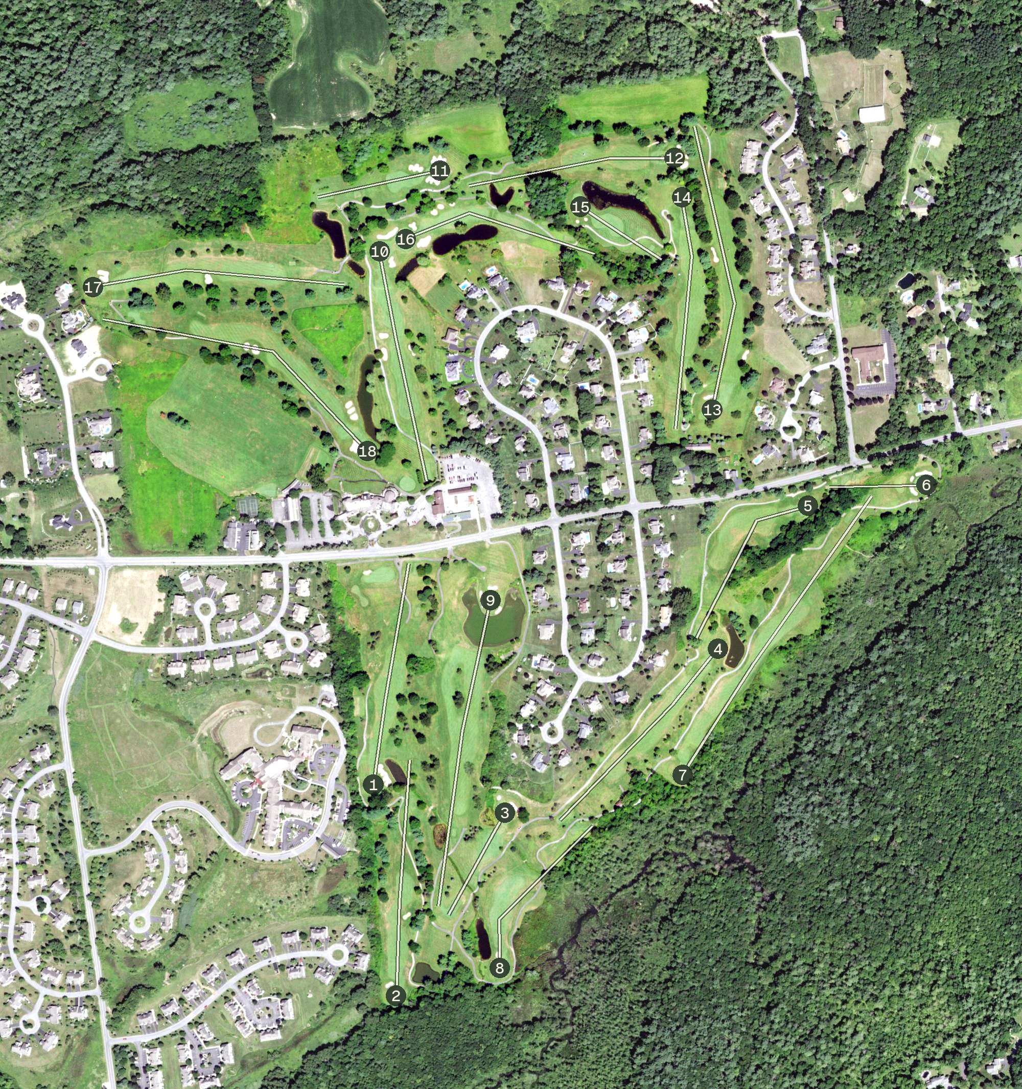 Aerial view of Hiland Park Country Club, NY