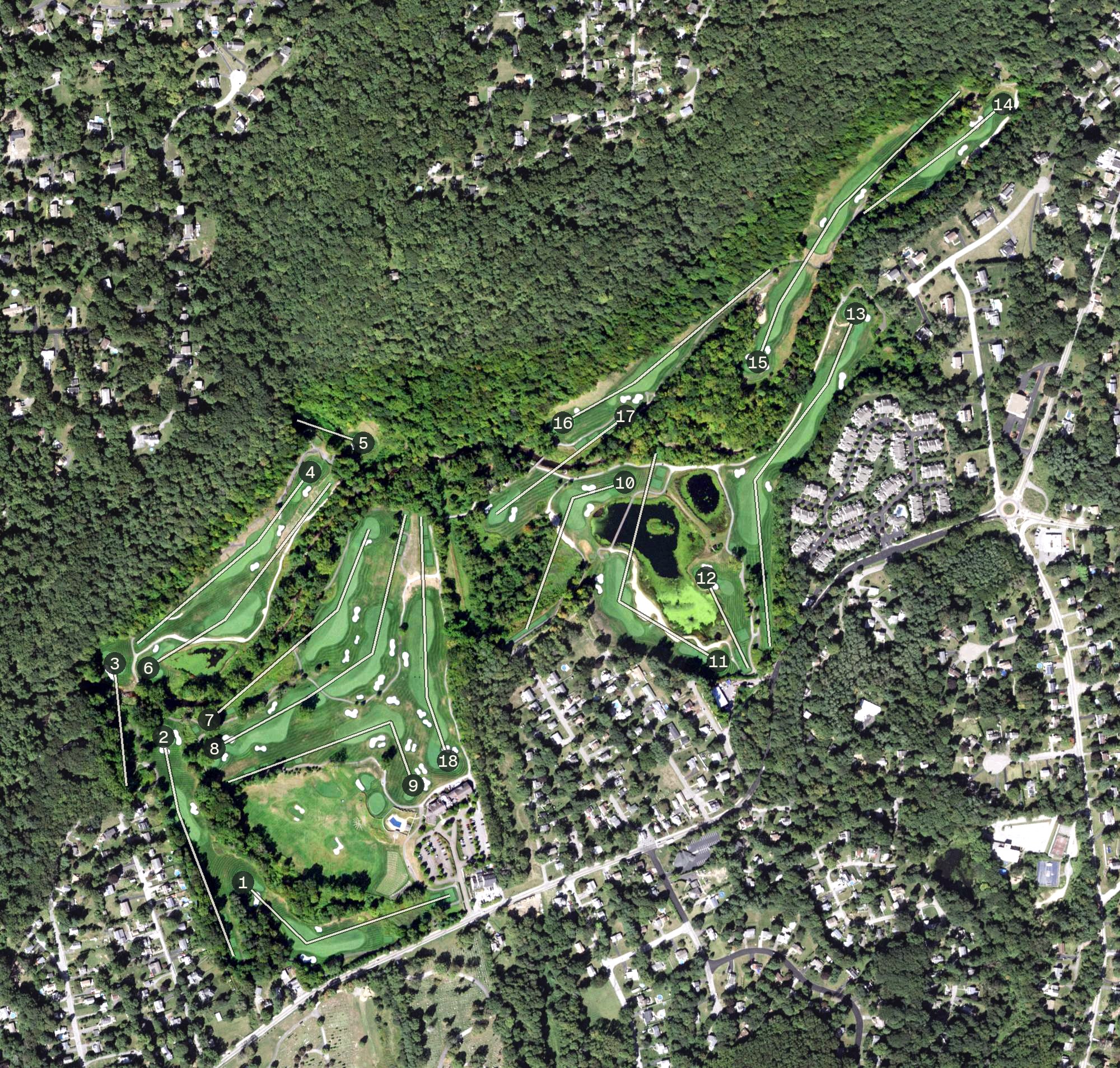 Aerial view of Hollow Brook Golf Club, NY