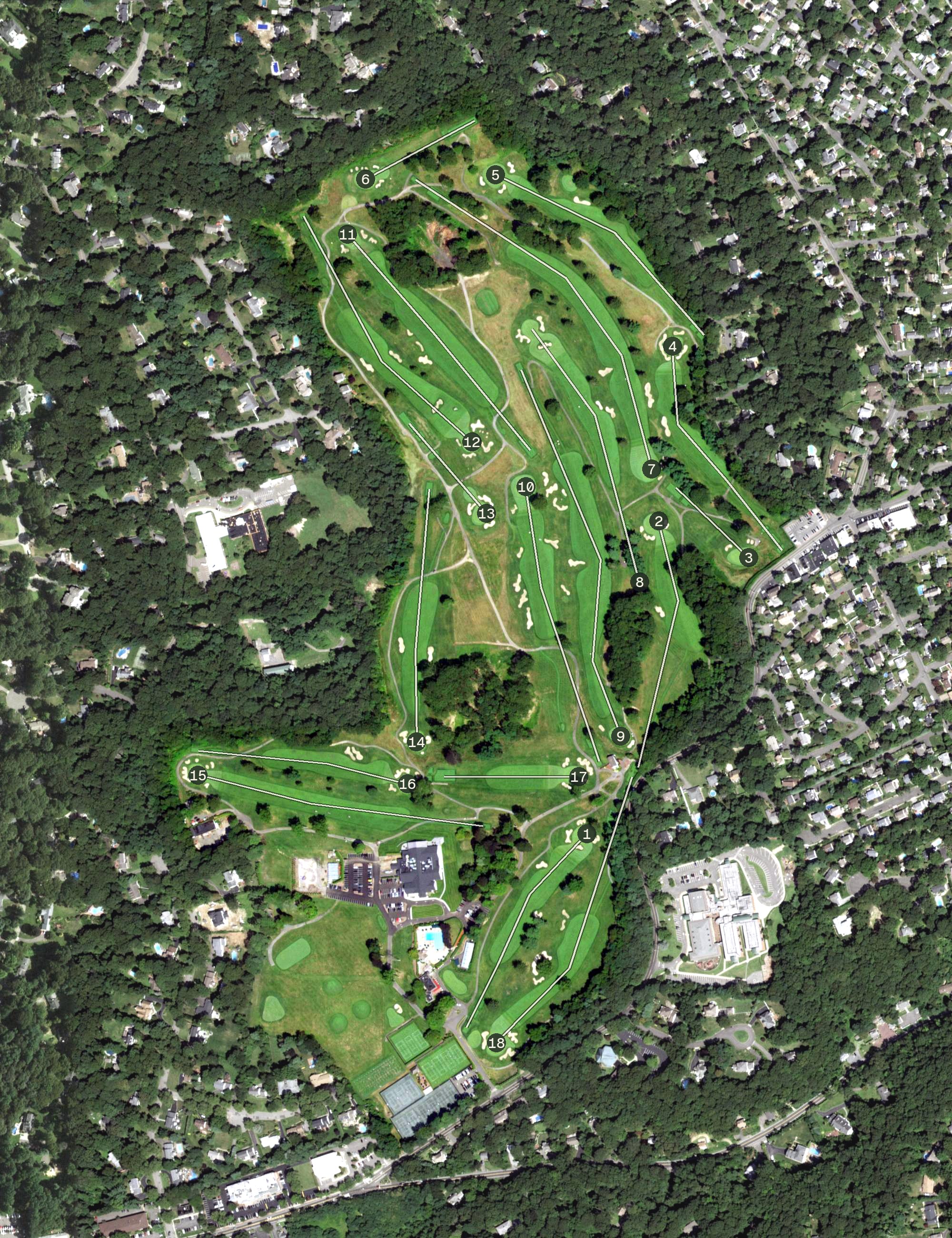 Aerial view of Huntington Crescent Club, NY