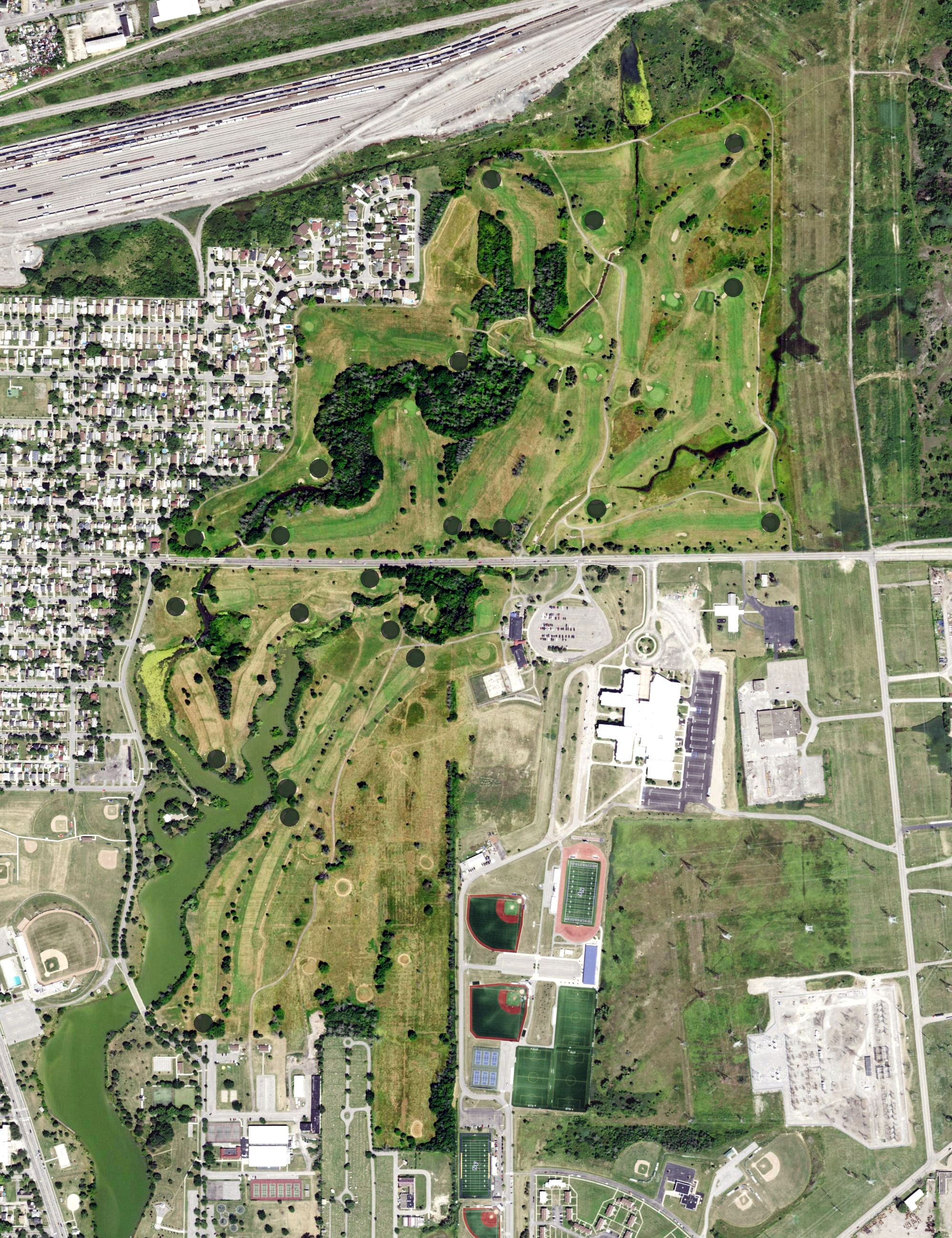 Aerial view of Hyde Park Municipal Golf Course, NY
