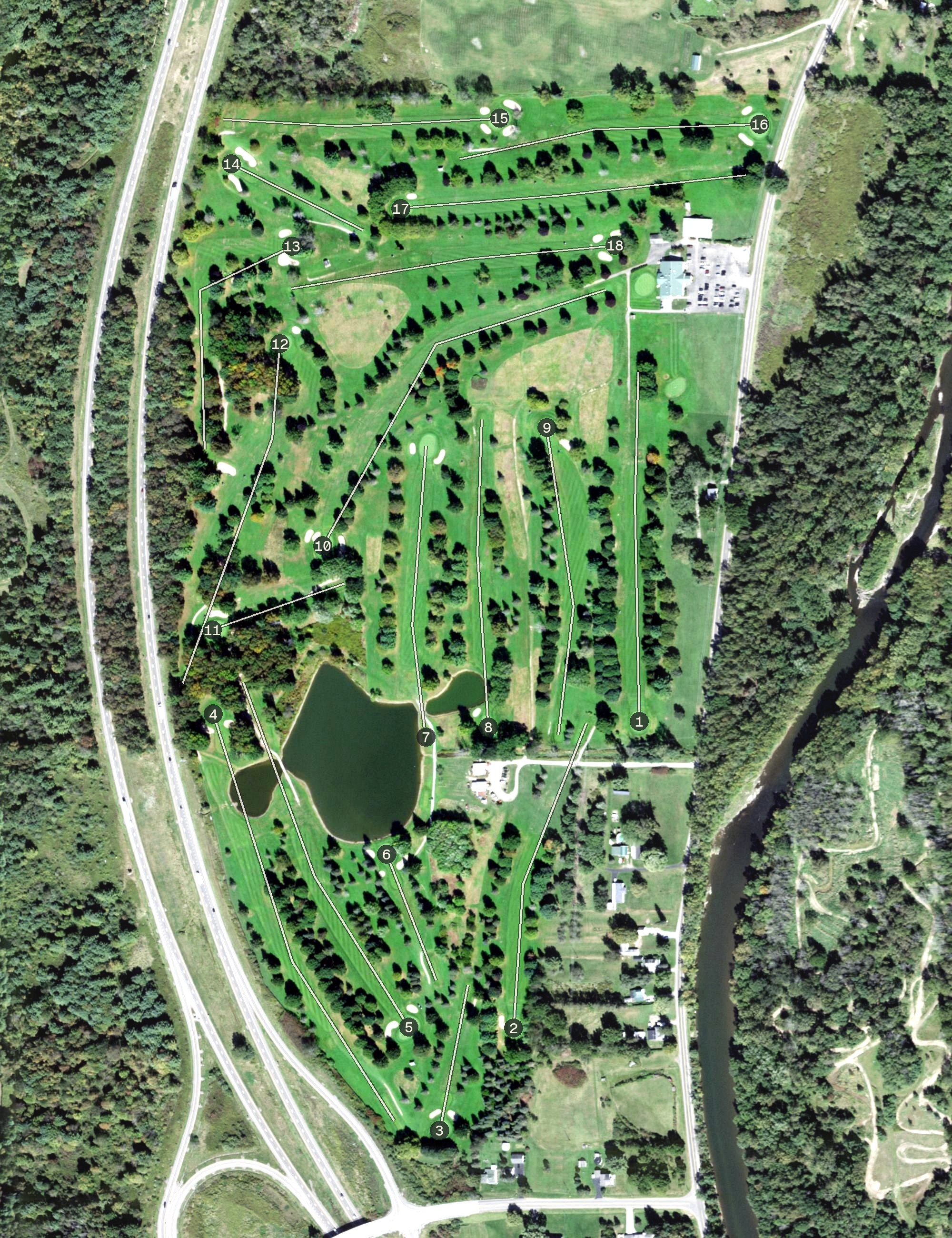 Aerial view of Indian Hills State Golf Course, NY