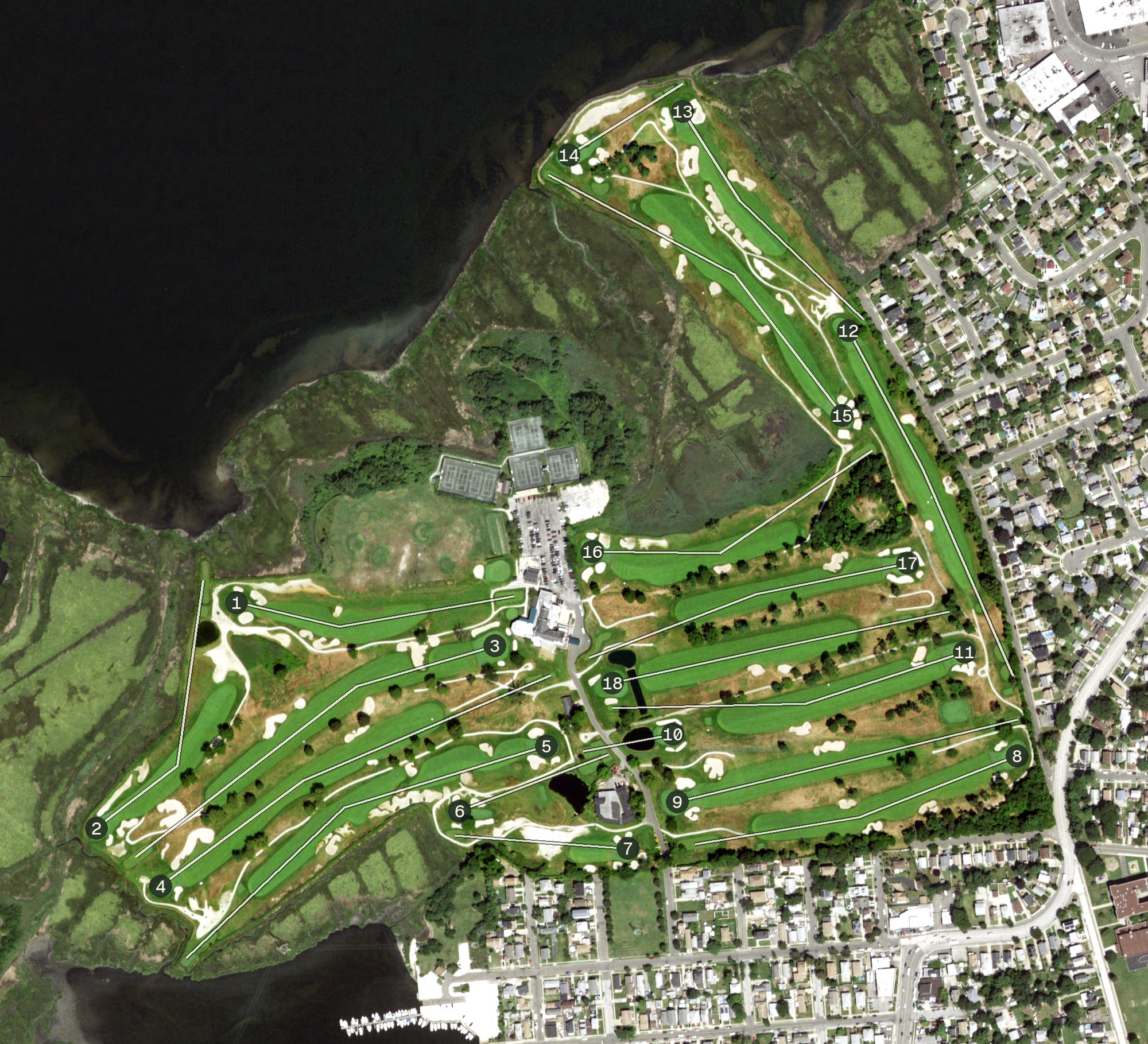 Aerial view of Inwood Country Club, NY