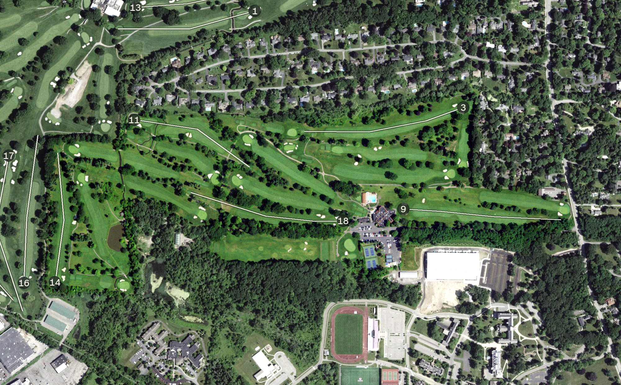 Aerial view of Irondequoit Country Club, NY