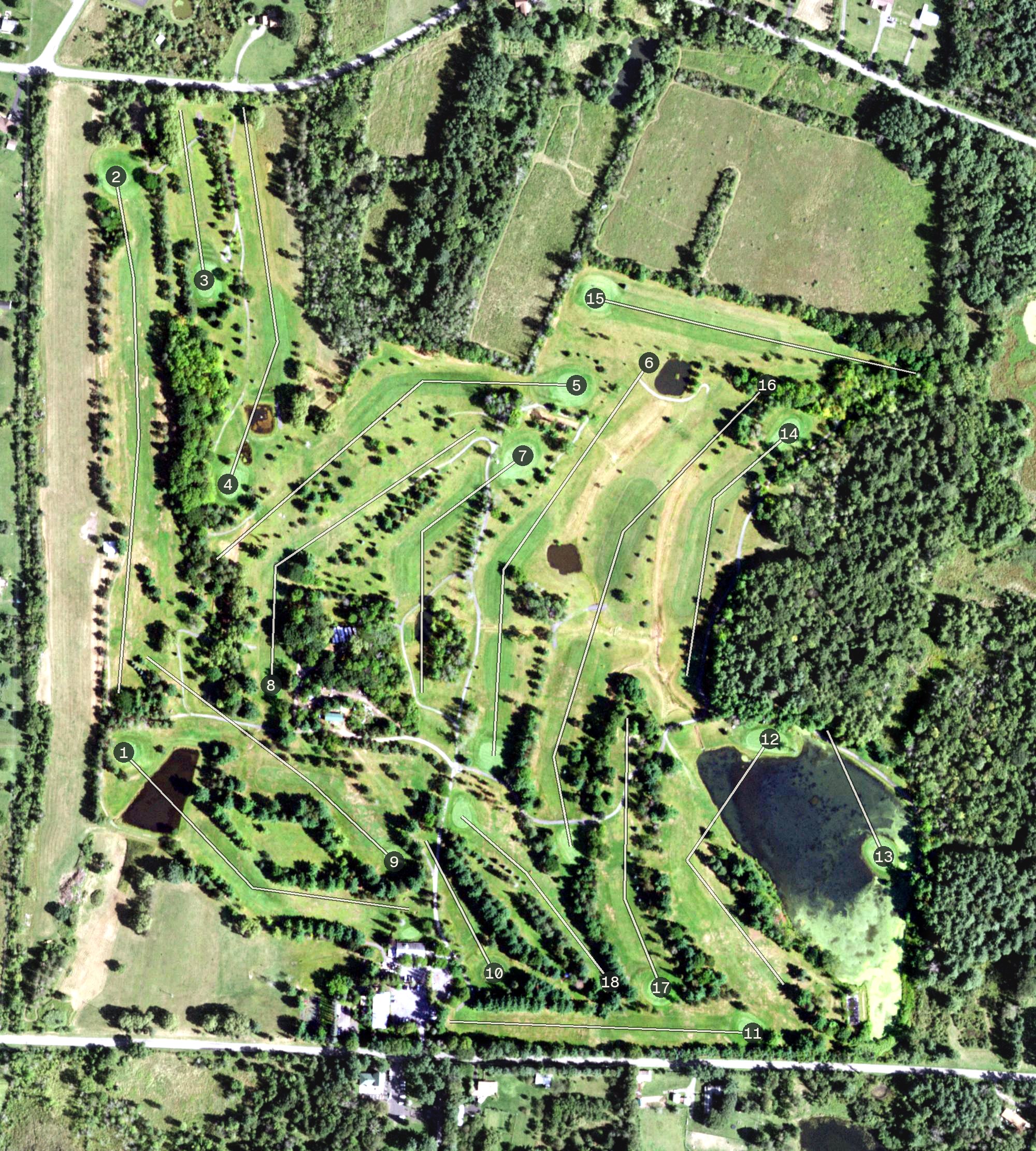Aerial view of Island Green Resort & Golf Club, NY