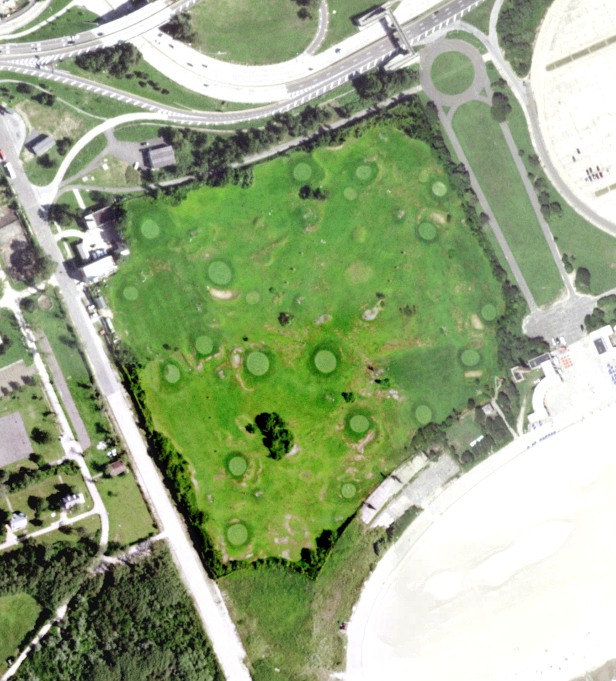Aerial view of Jacob Riis Park Golf Course, NY