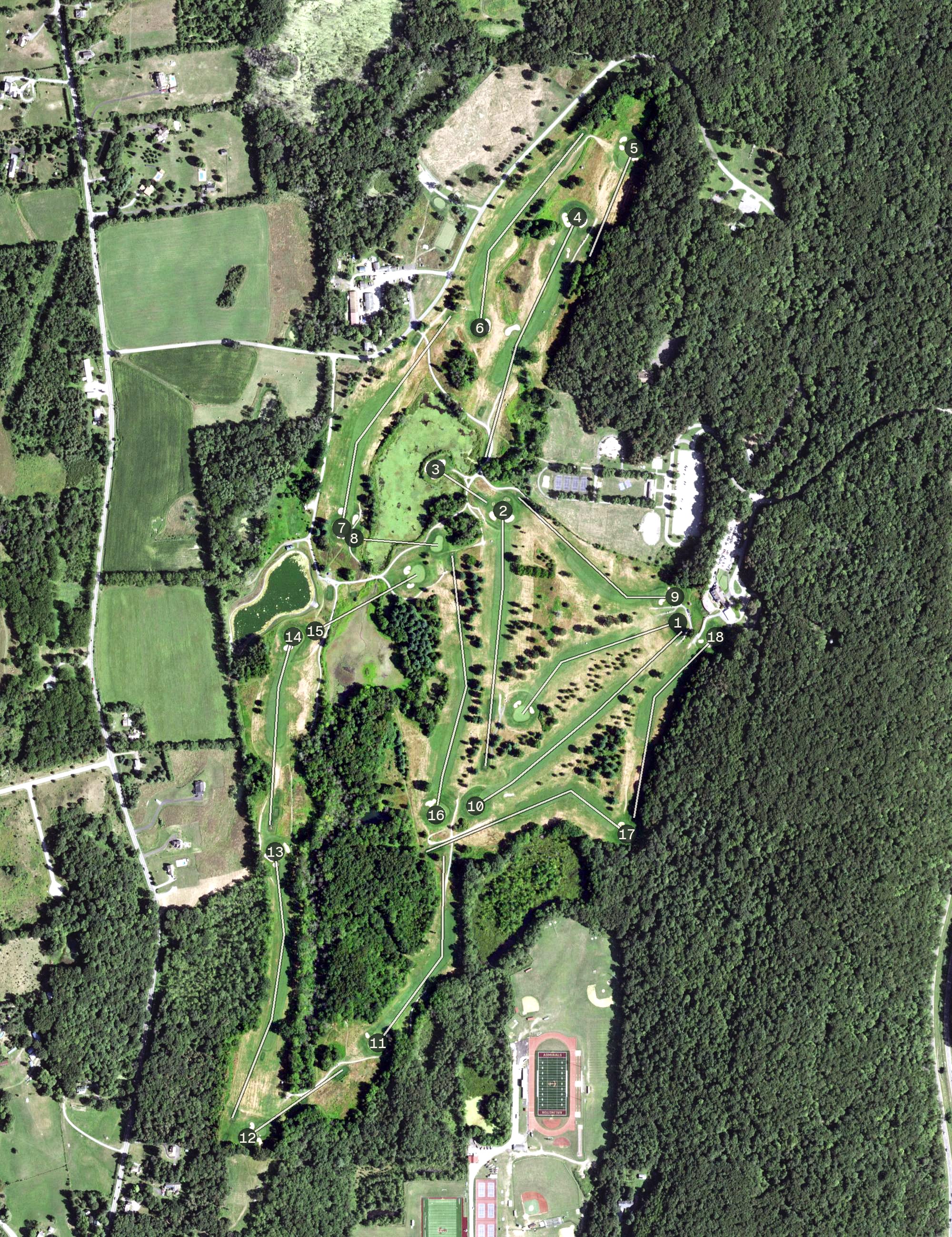 Aerial view of James Baird State Park Golf Course, NY