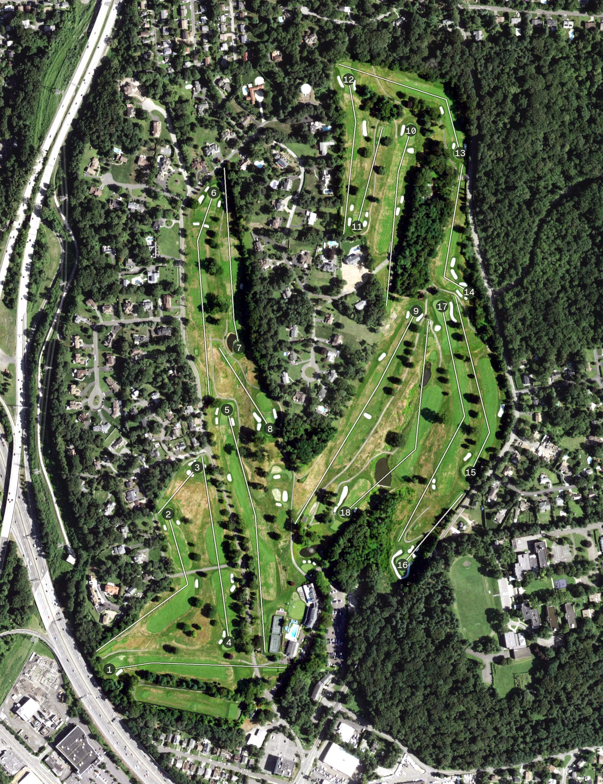Aerial view of Knollwood Country Club, NY