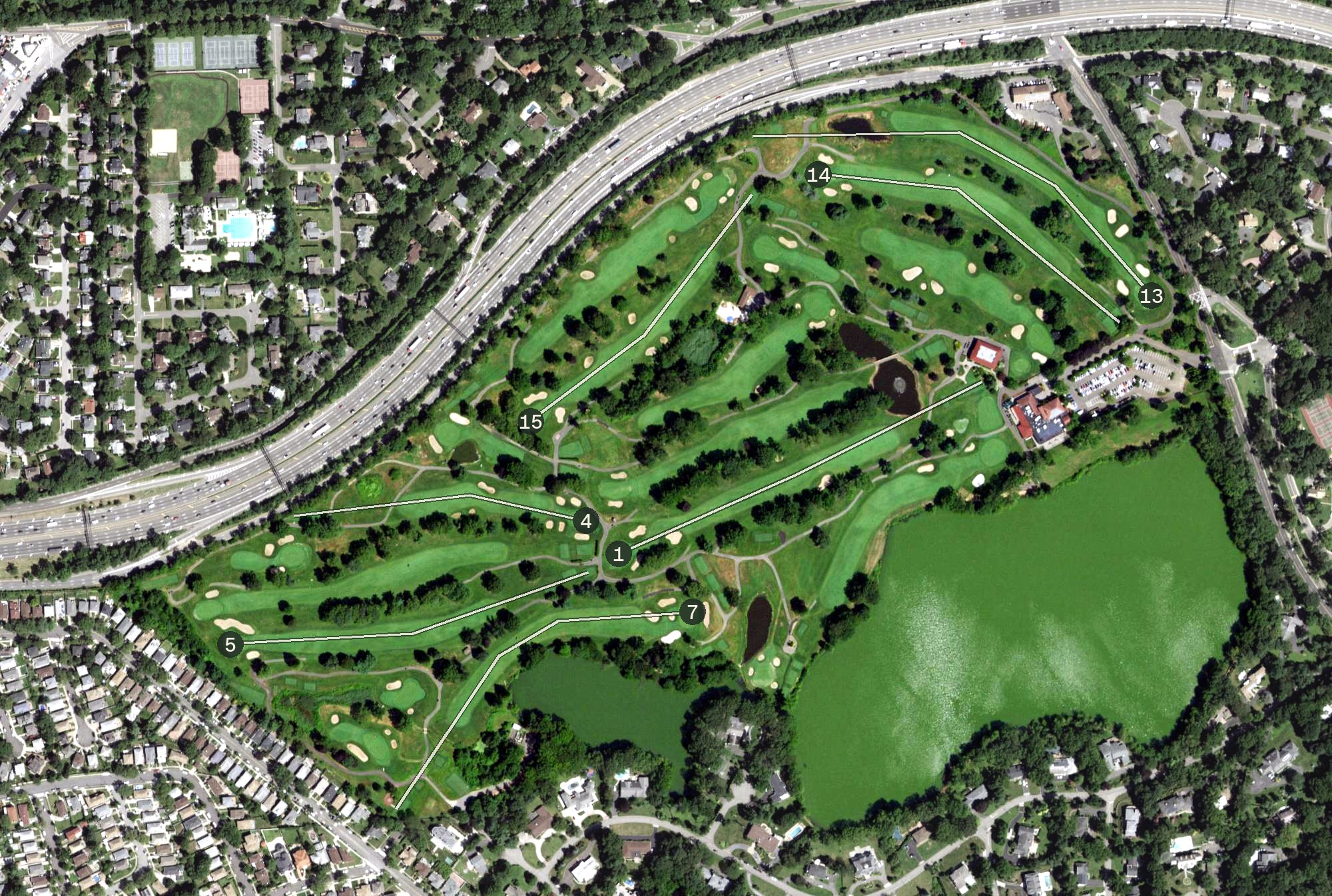Aerial view of Lake Success Golf Club, NY