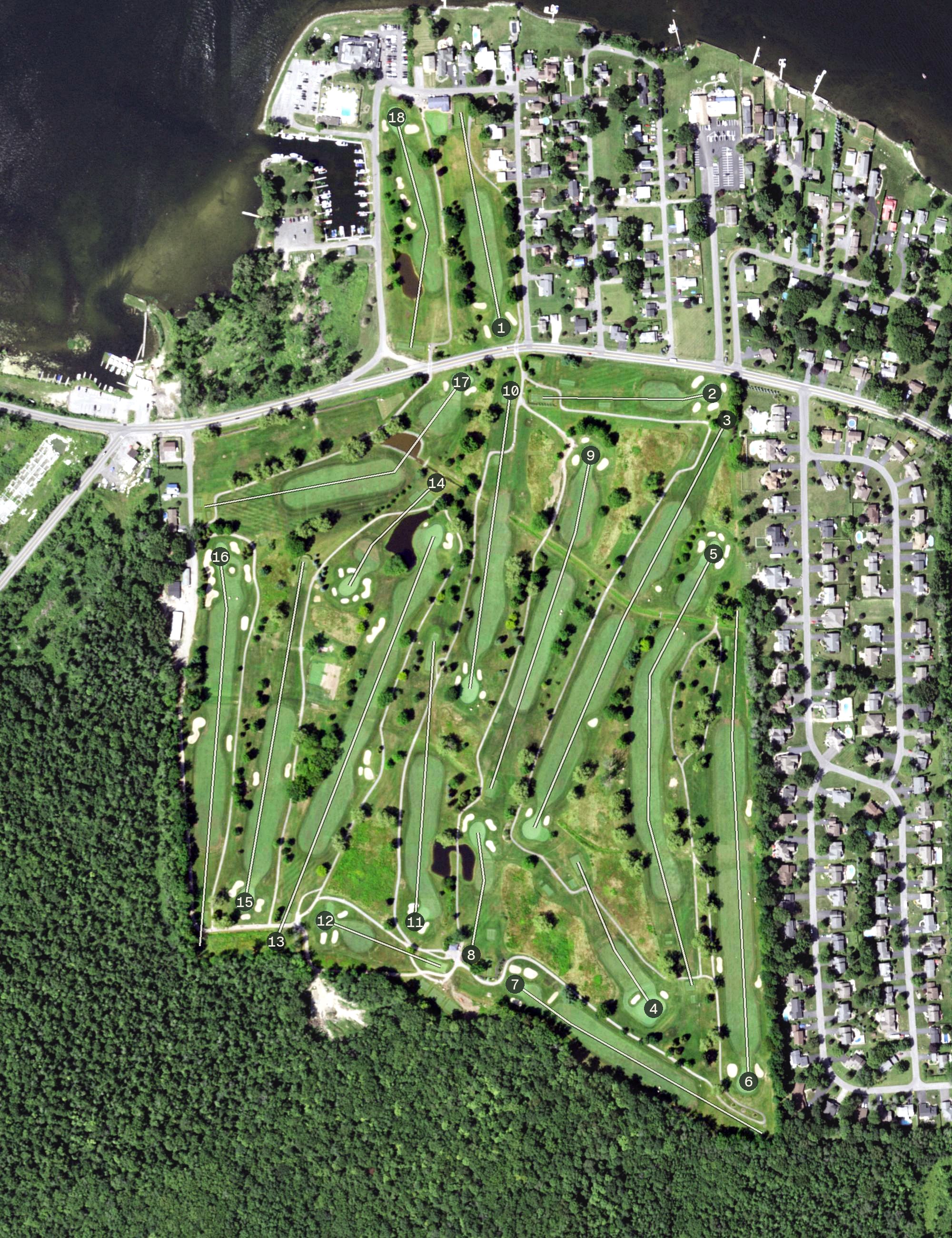 Aerial view of Lakeshore Country Club, NY
