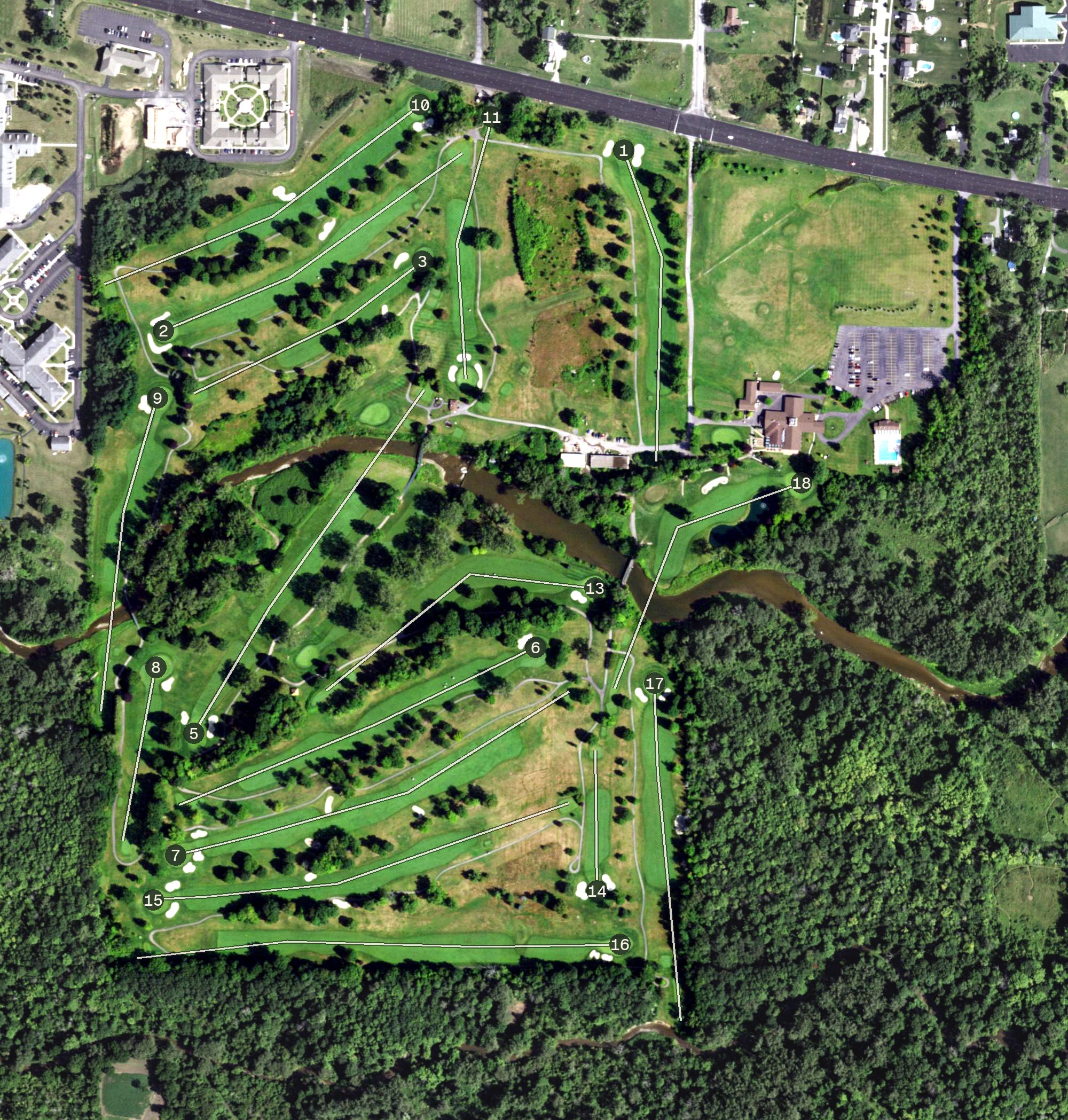 Aerial view of Lancaster Country Club, NY