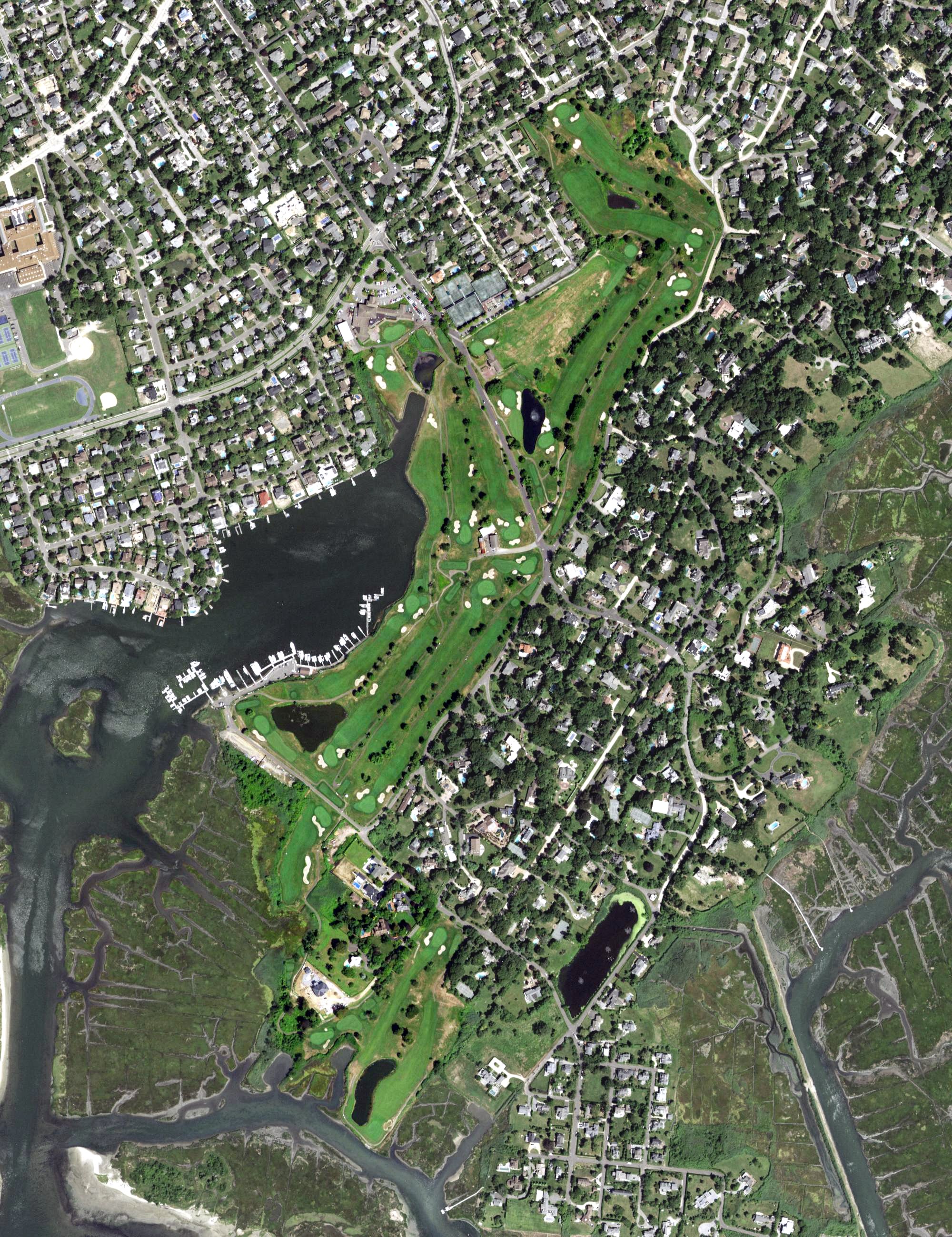 Aerial view of Lawrence Yacht and Country Club, NY