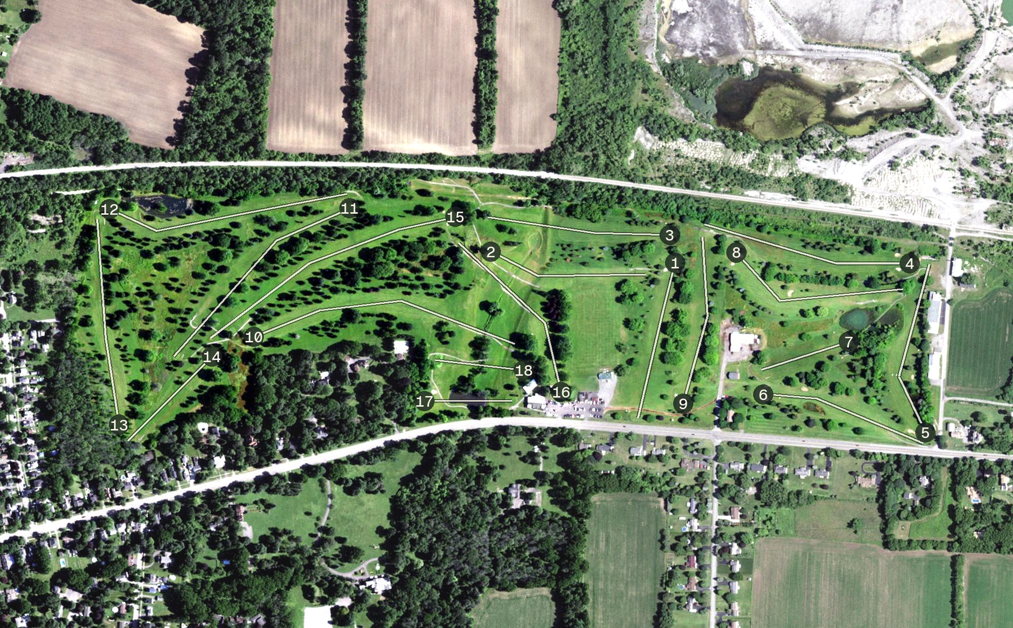 Aerial view of LeRoy Country Club, NY