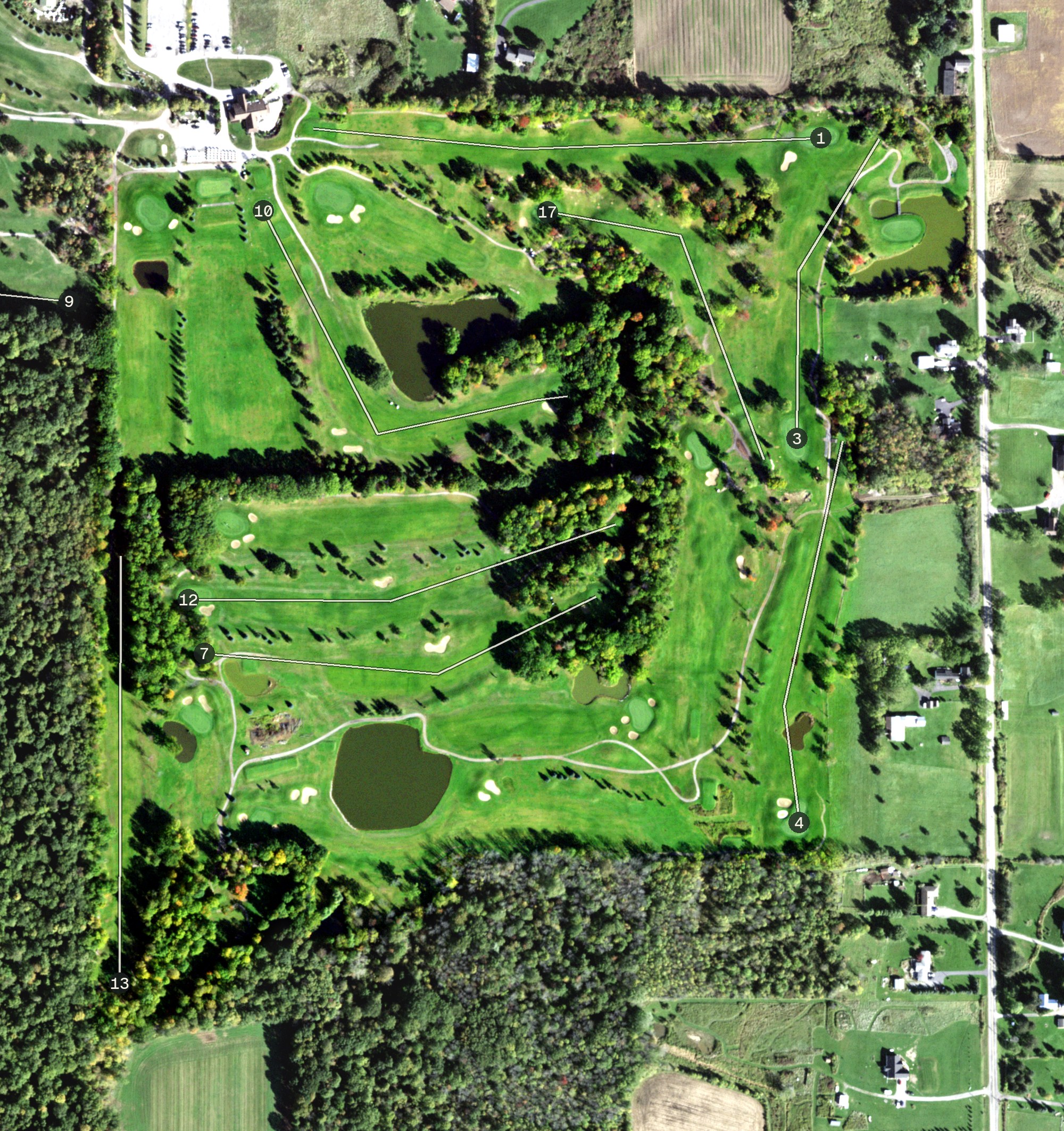 Aerial view of Lima Country Club - Island Oaks, NY