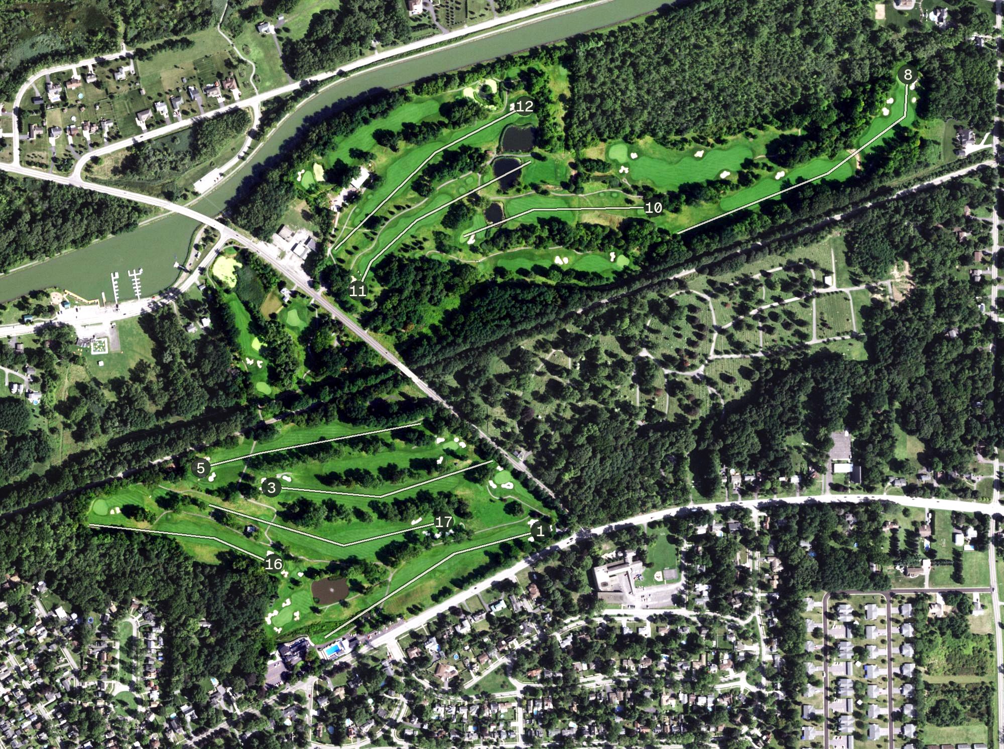 Aerial view of Lockport Town & Country Club, NY