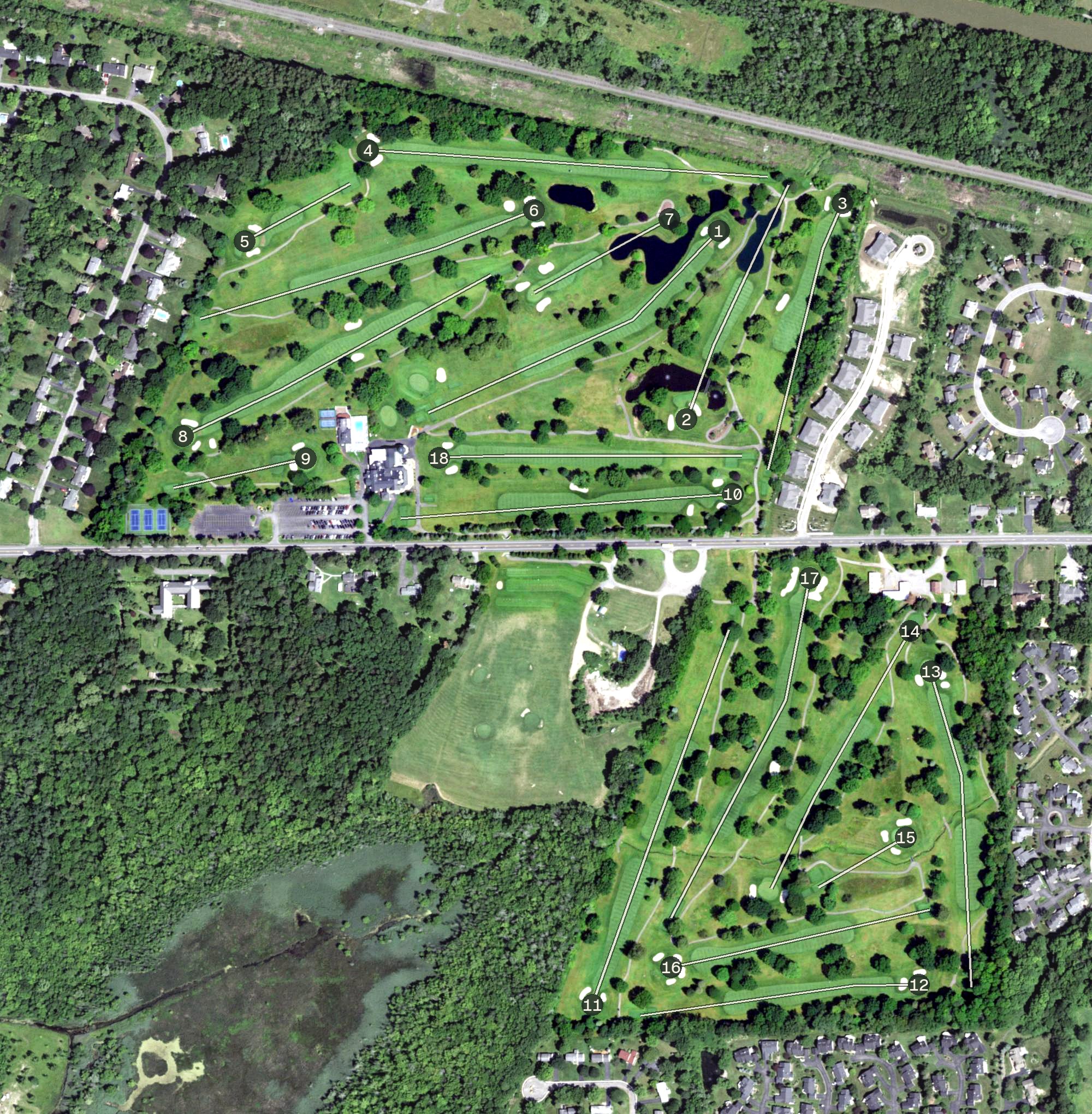 Aerial view of Locust Hill Country Club, NY