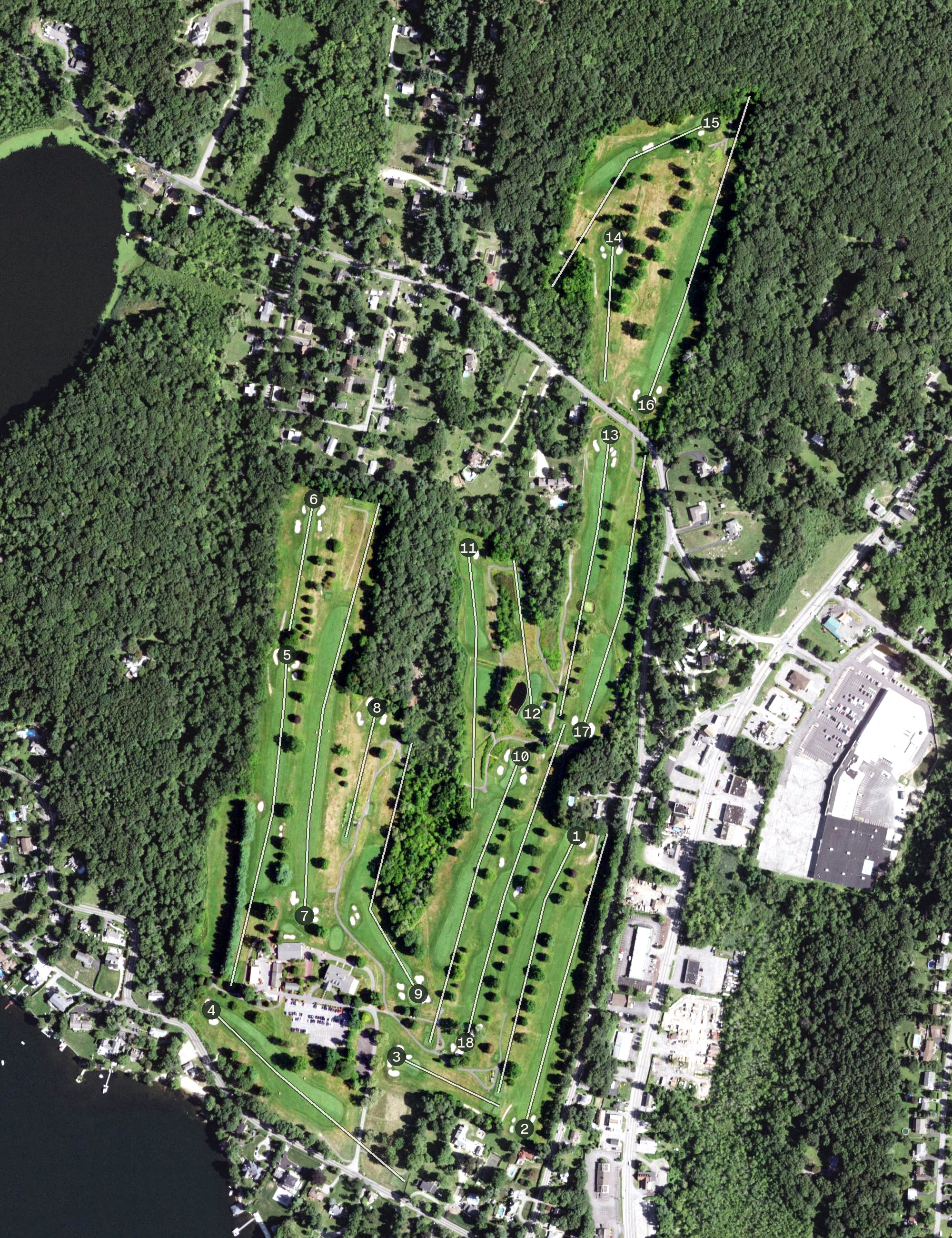 Aerial view of Mahopac Golf and Beach Club, NY