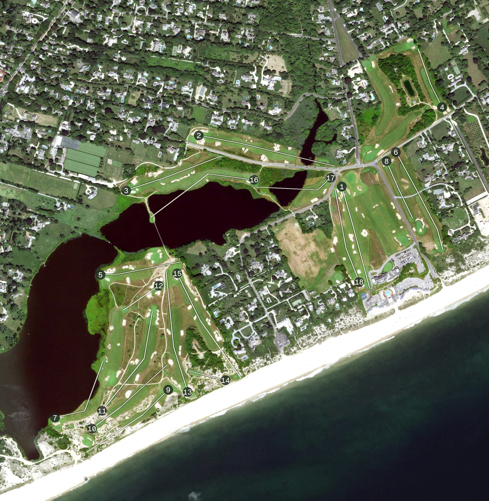 Aerial view of Maidstone Club, NY