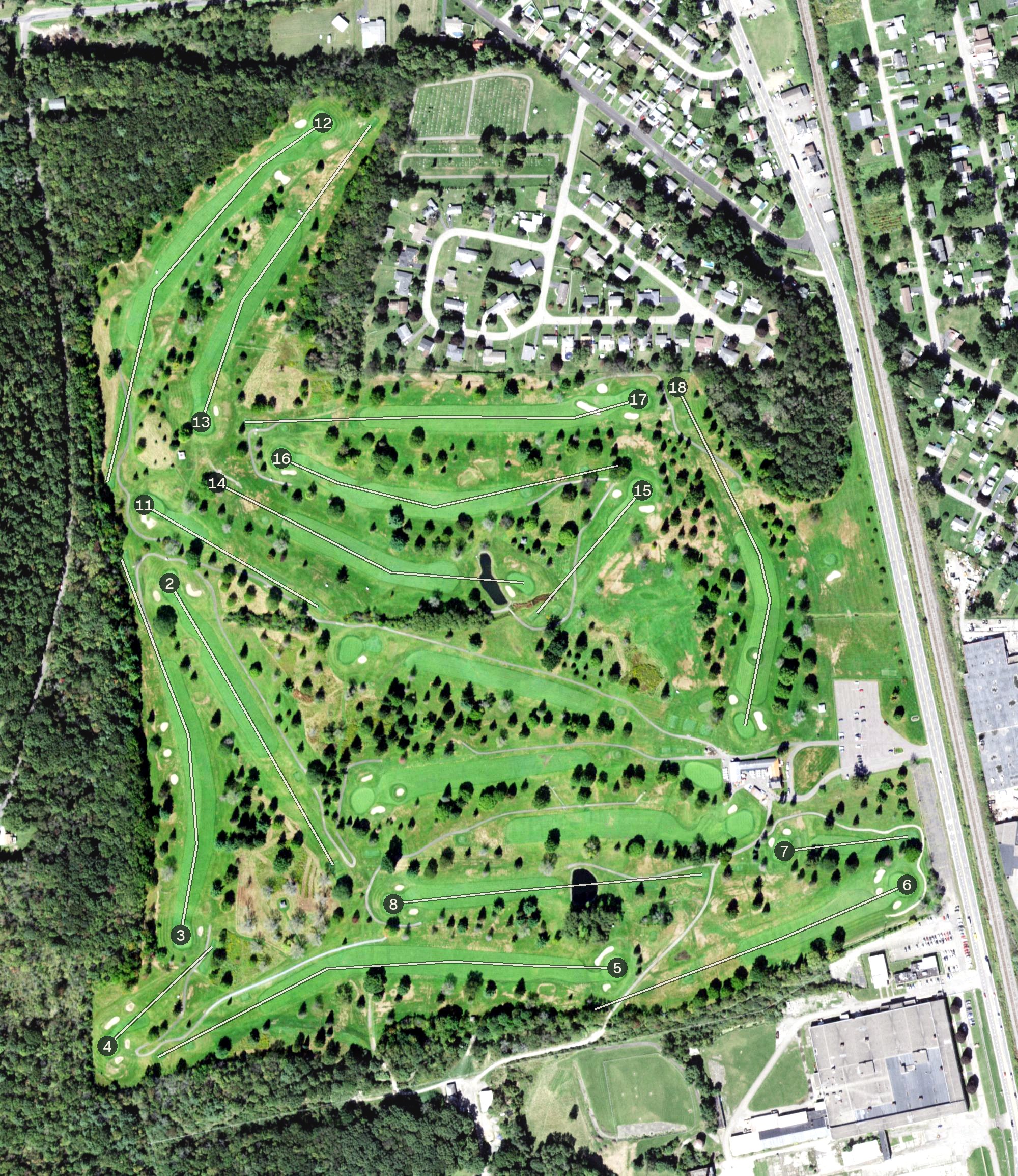 Aerial view of Mark Twain Golf Course, NY