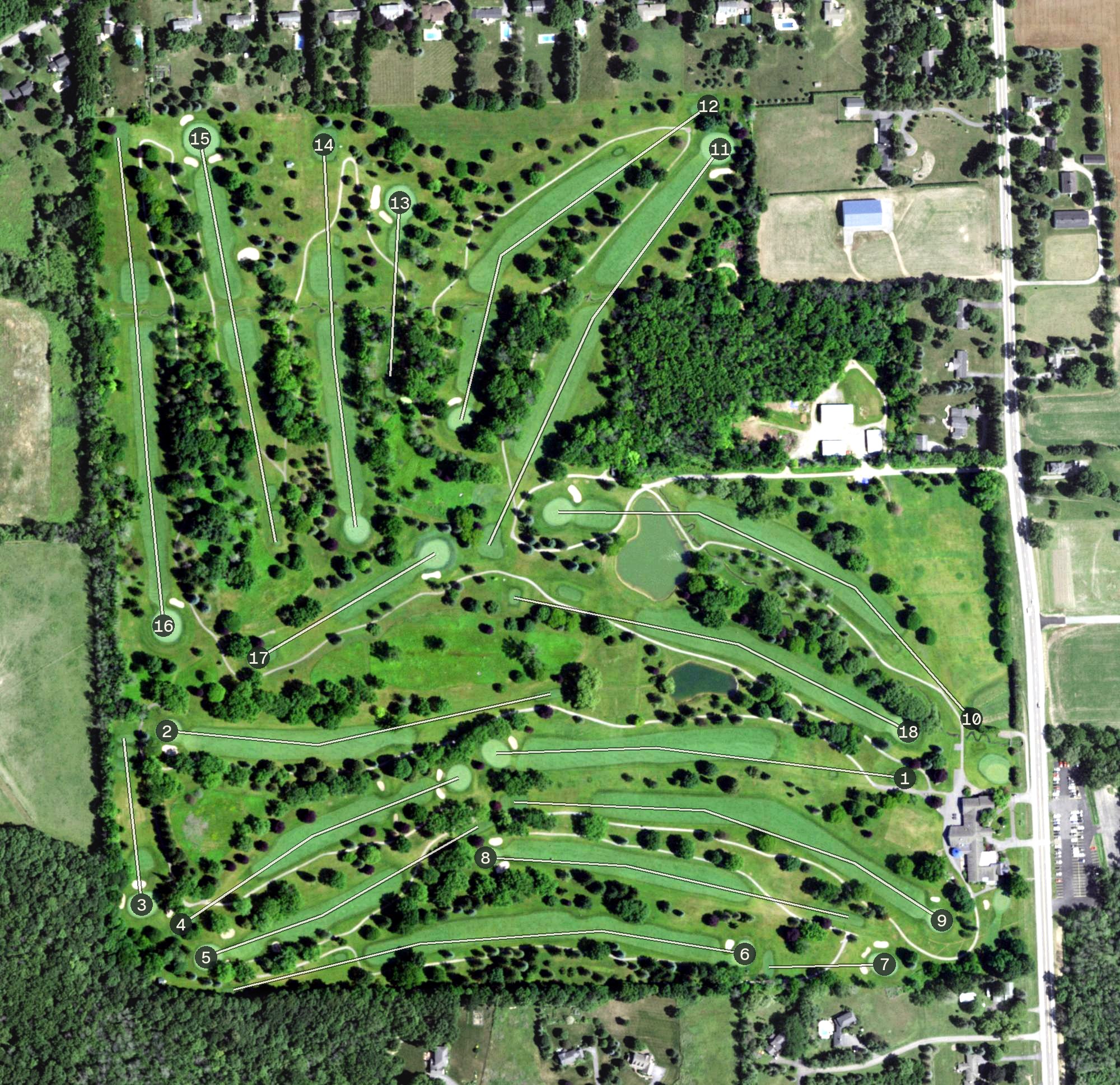 Aerial view of Mendon Golf Club, NY