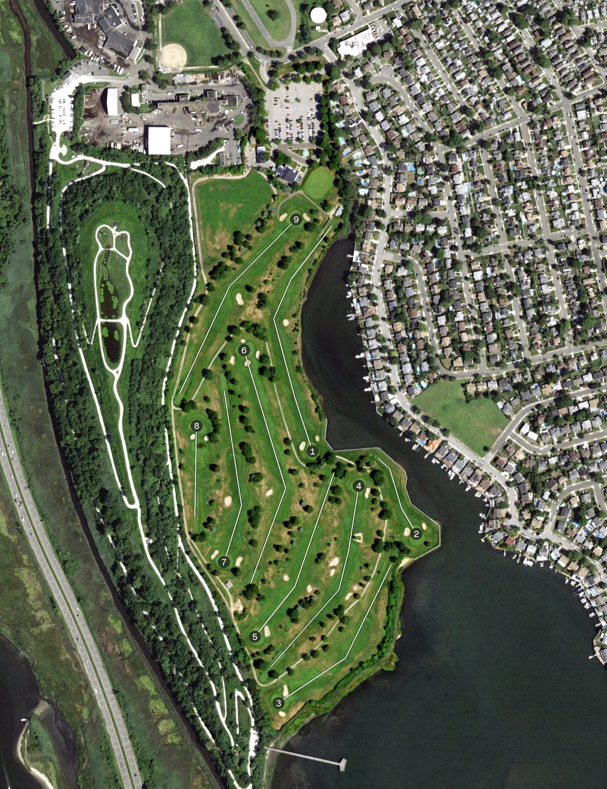 Aerial view of Merrick Golf Course, NY