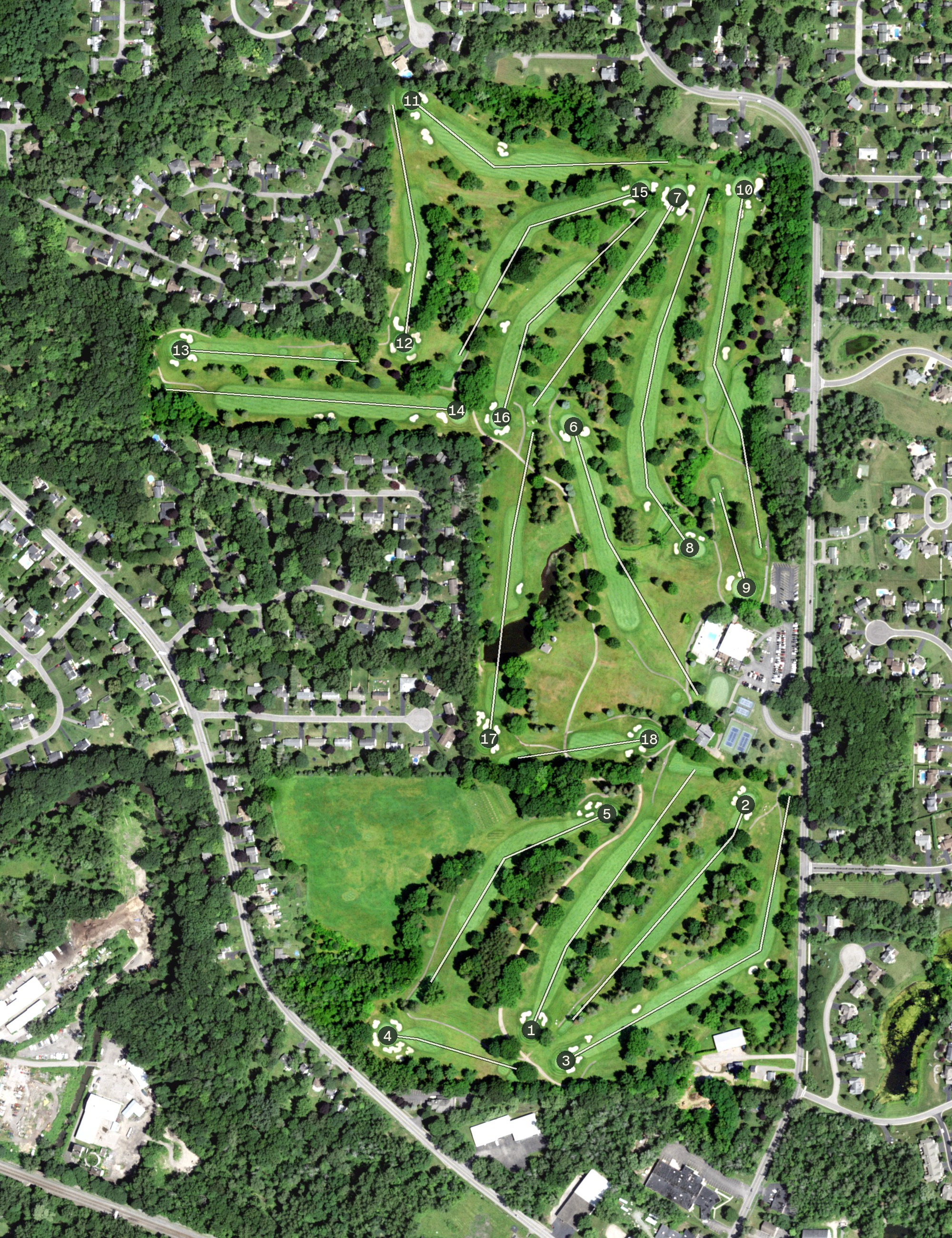 Aerial view of Midvale Country Club, NY