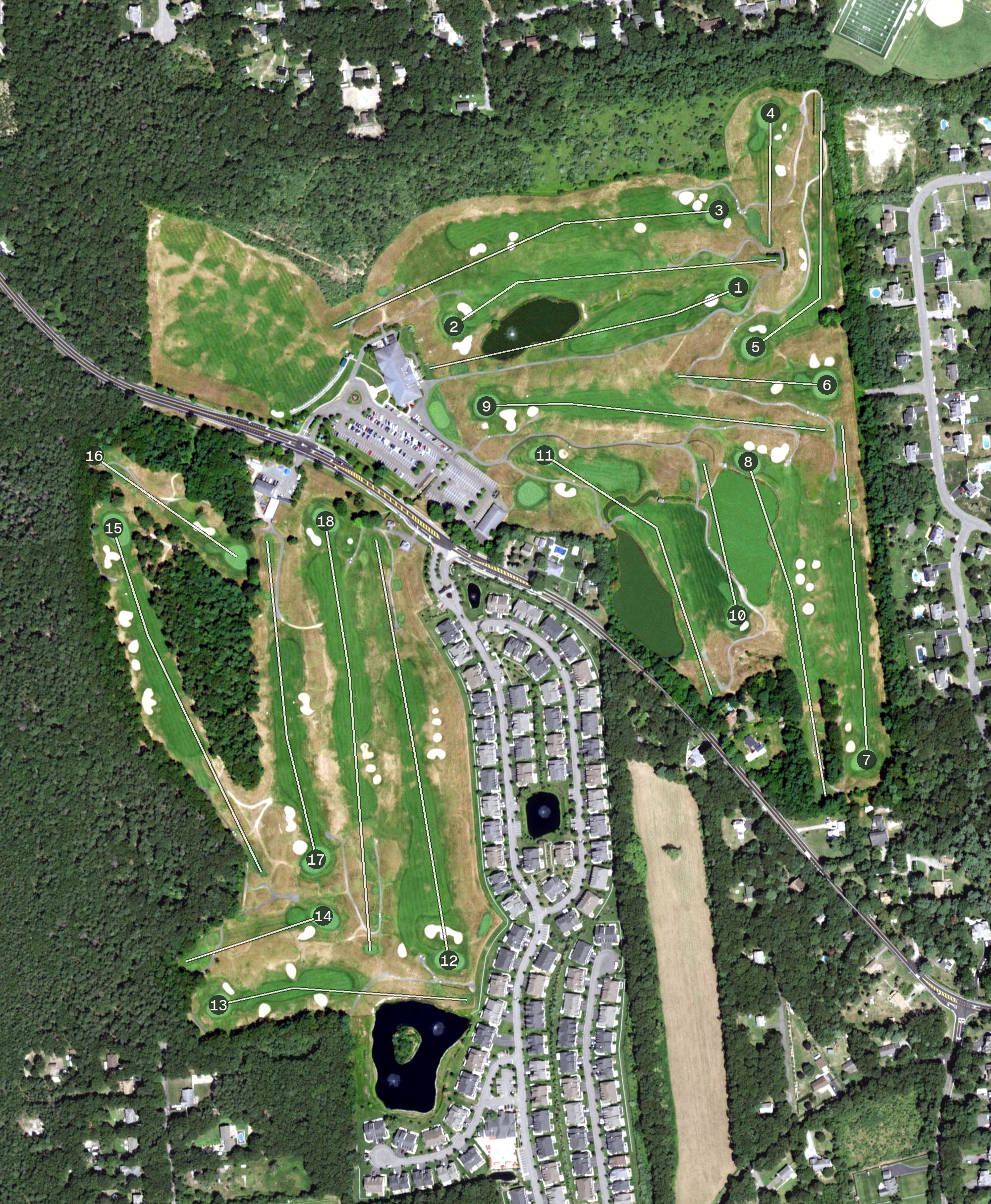 Aerial view of Mill Pond Golf Course, NY