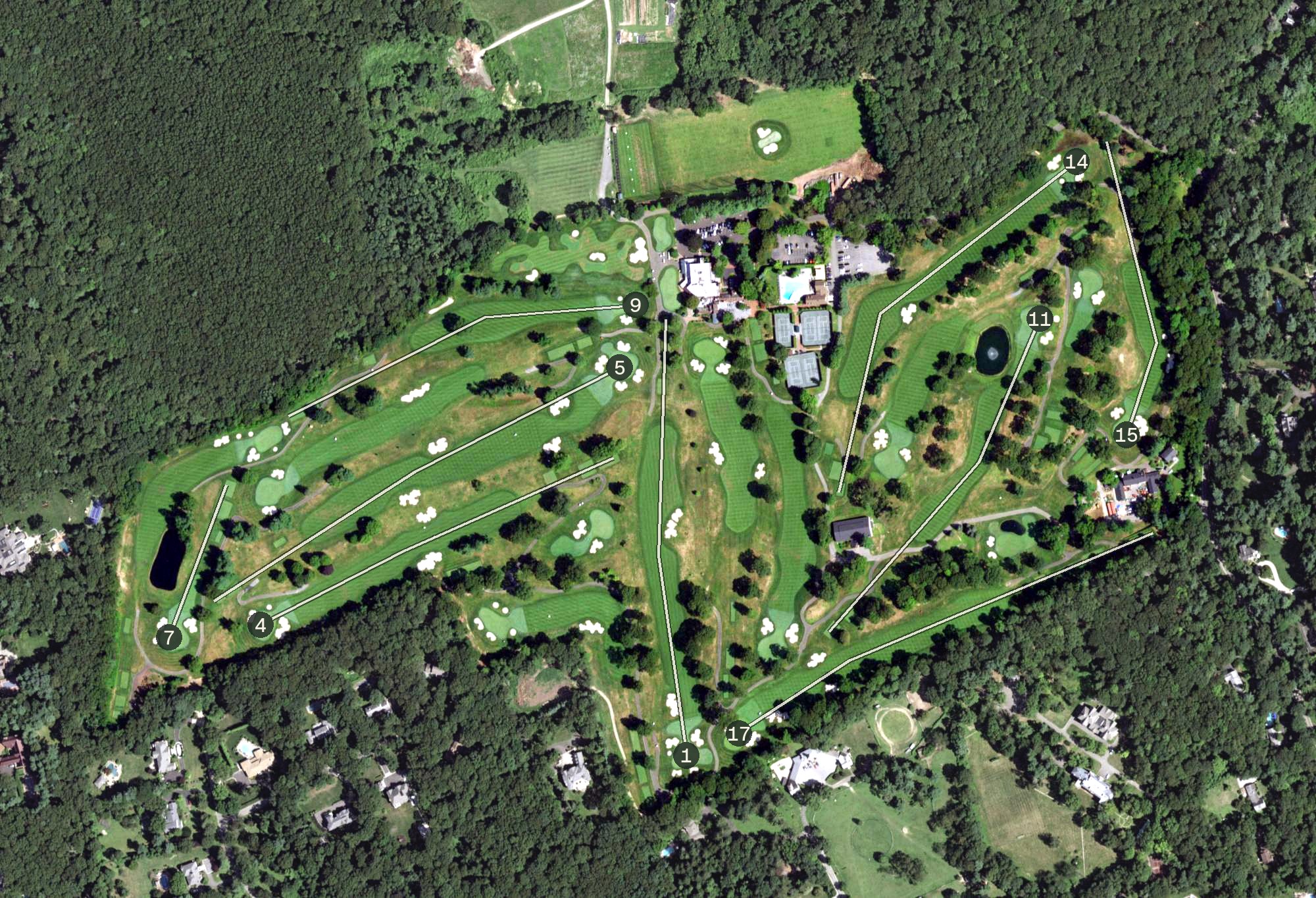 Aerial view of Mill River Country Club, NY