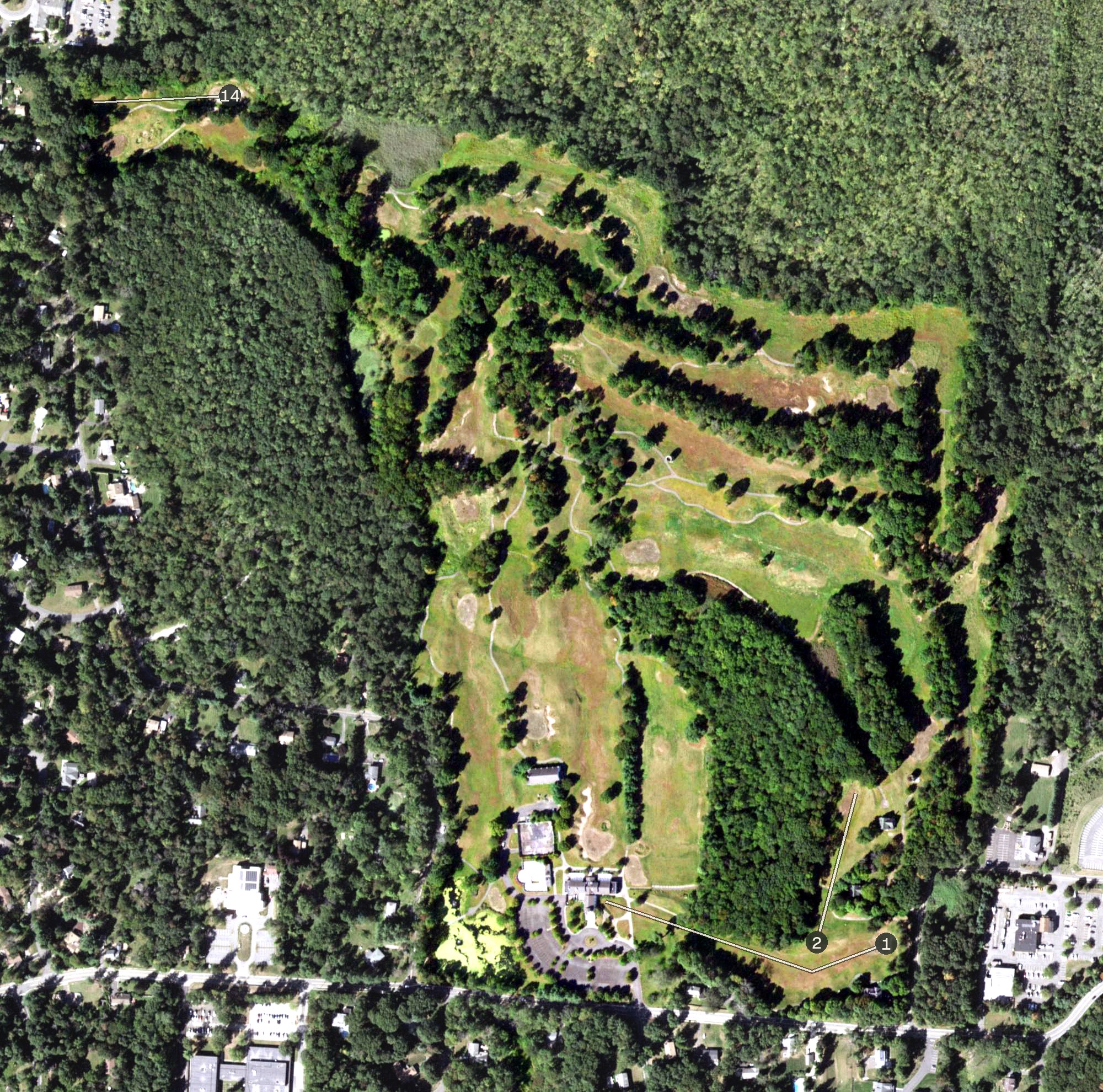 Aerial view of Minisceongo Golf Club, NY
