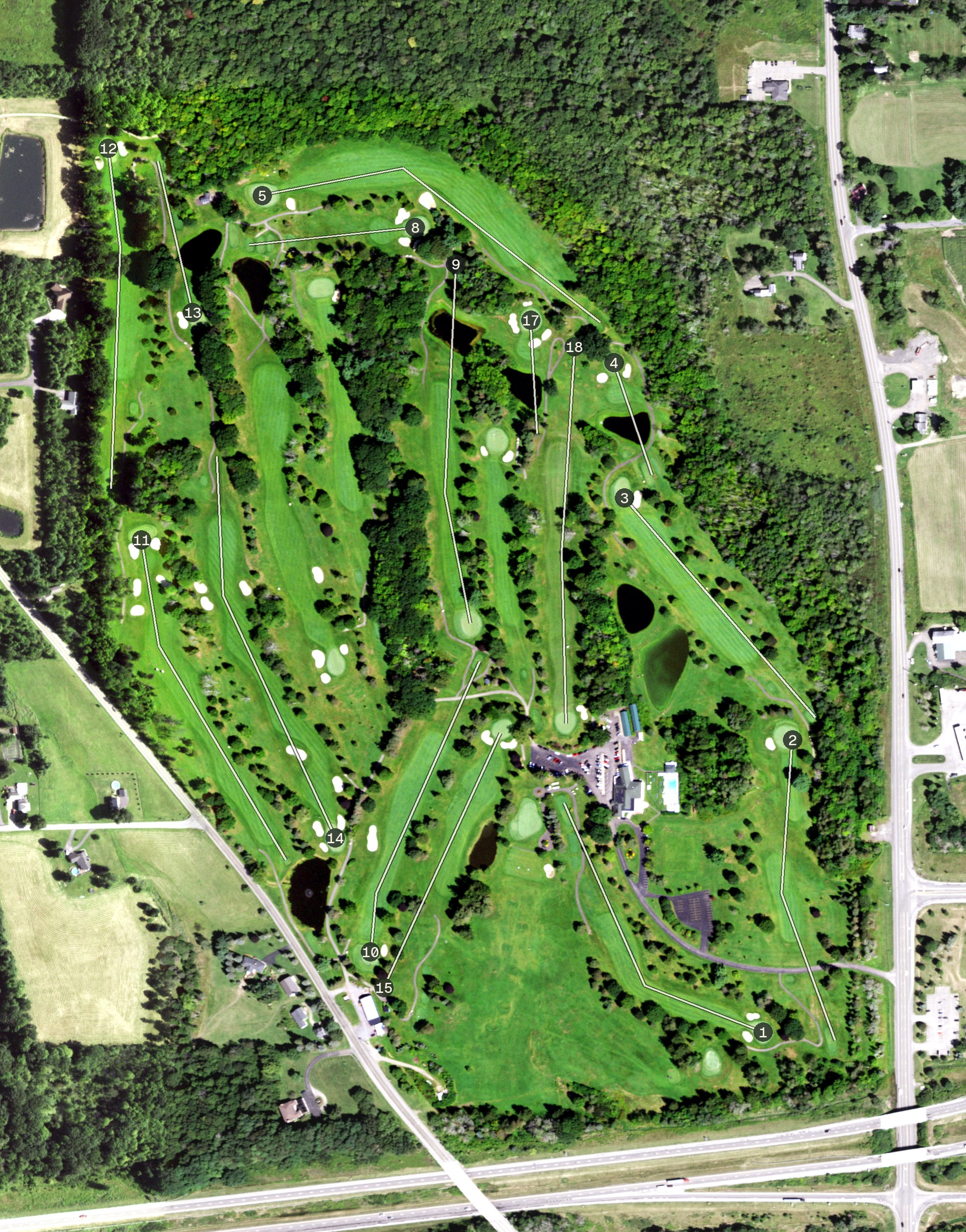 Aerial view of Moon Brook Country Club, NY
