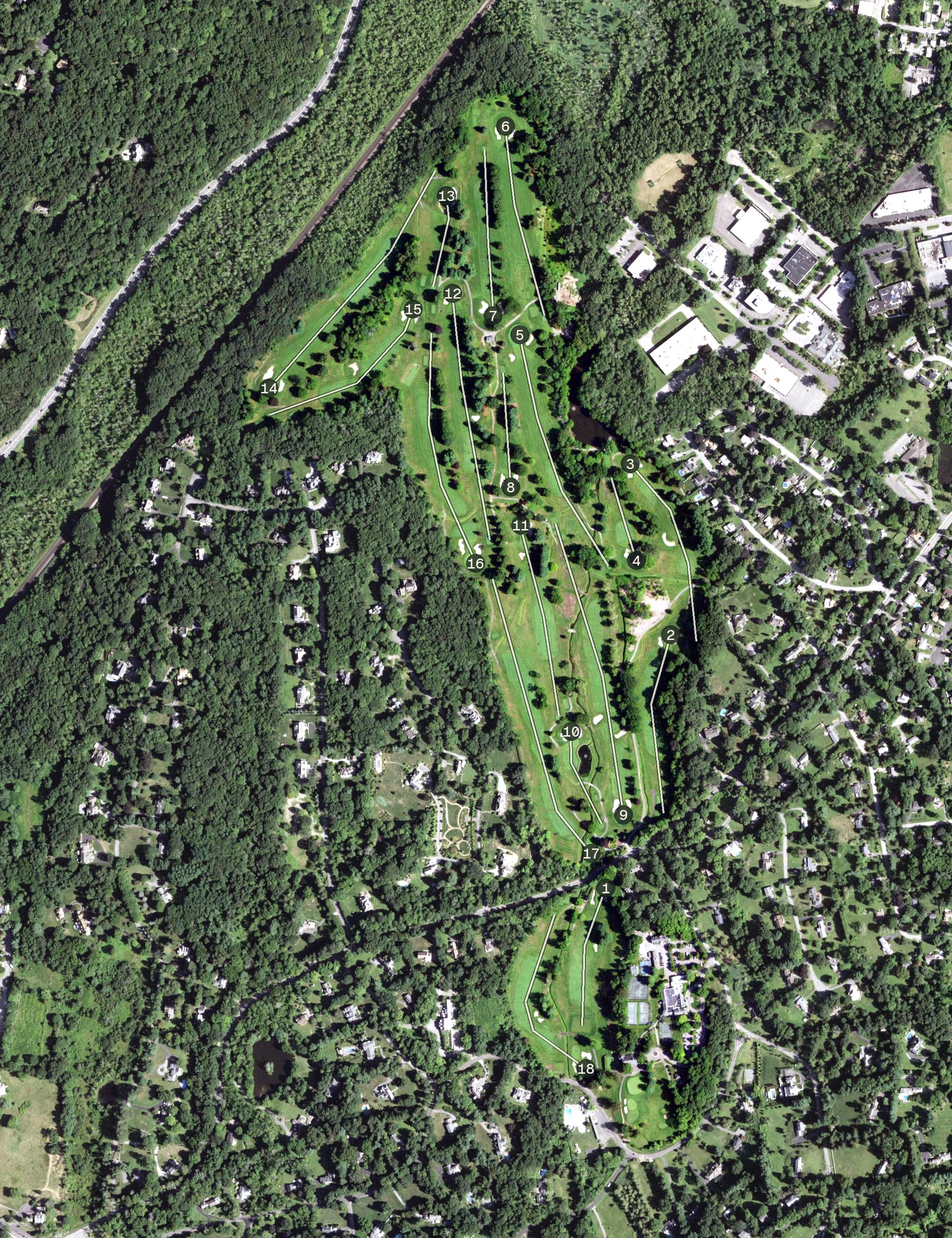 Aerial view of Mount Kisco Country Club, NY
