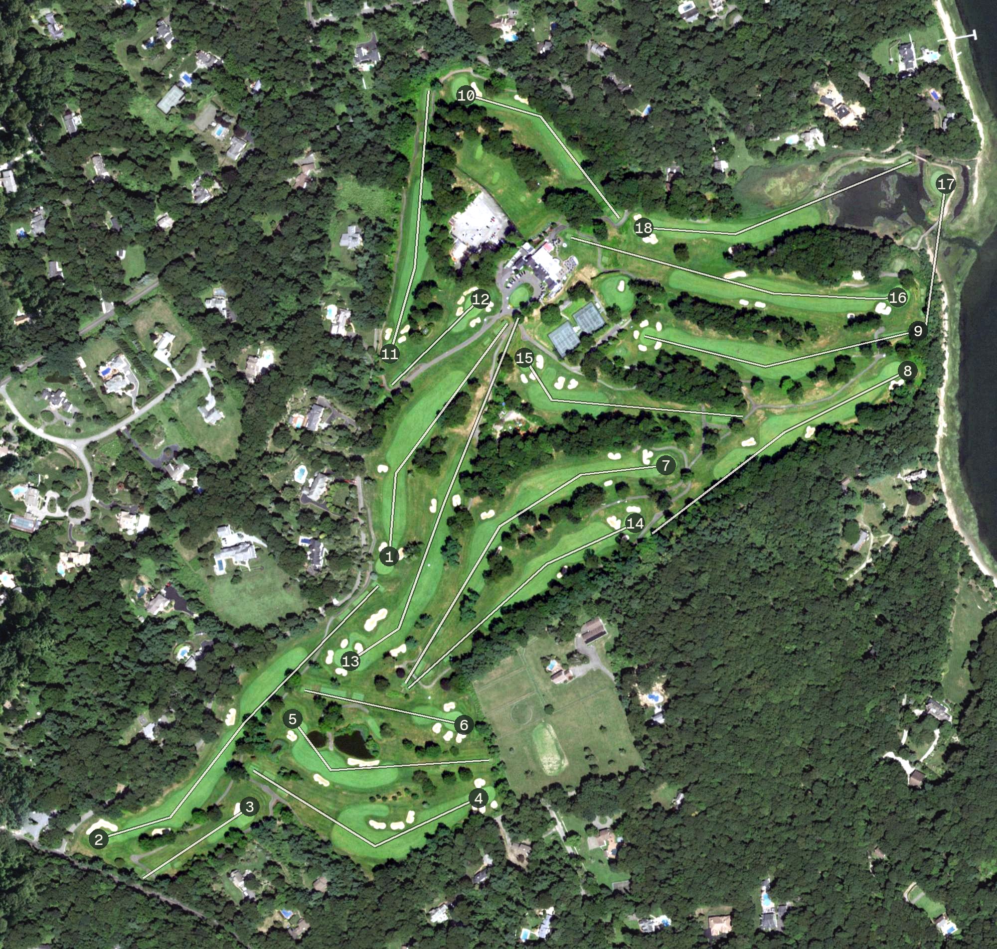 Aerial view of Nissequogue Golf Club, NY