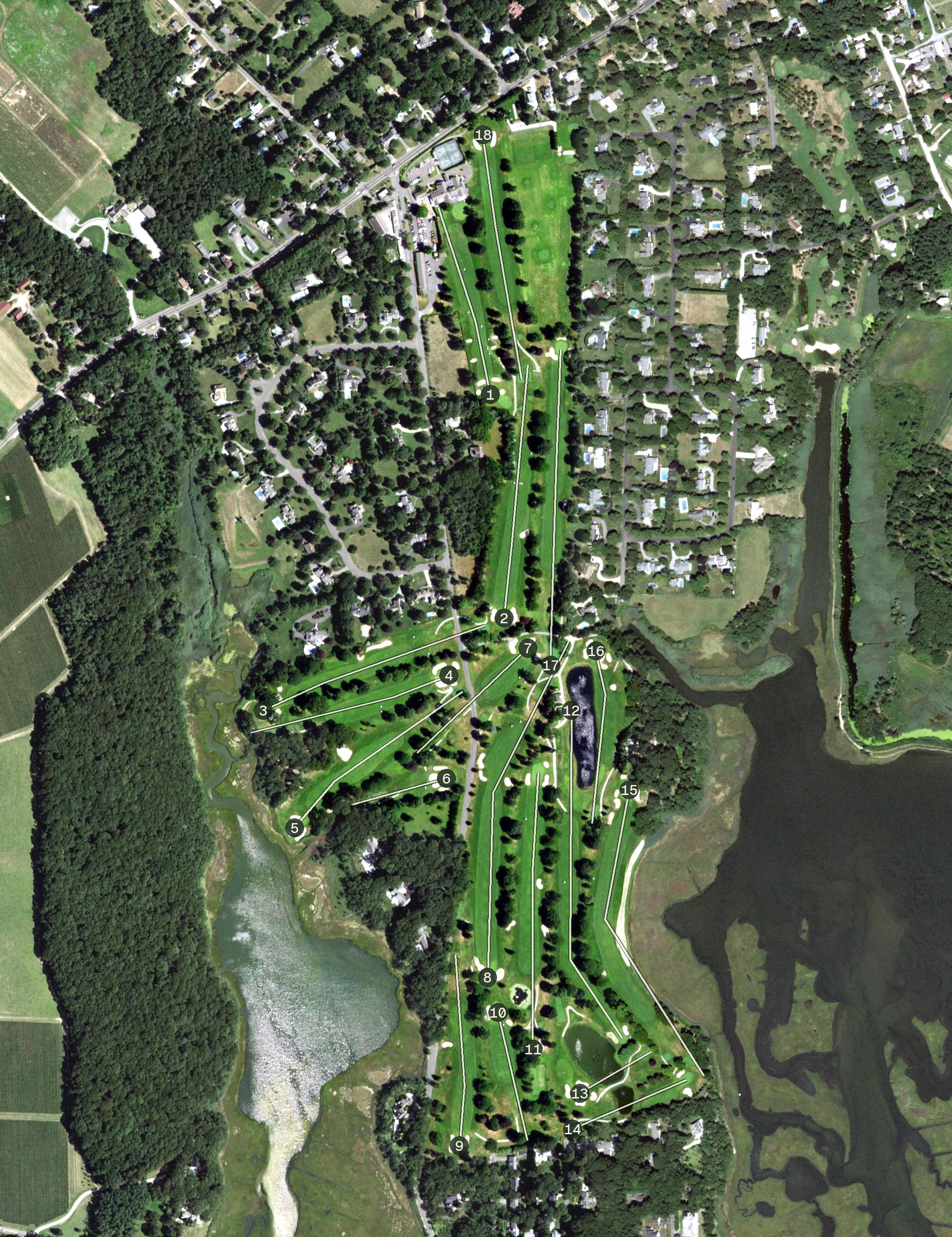 Aerial view of North Fork Country Club, NY