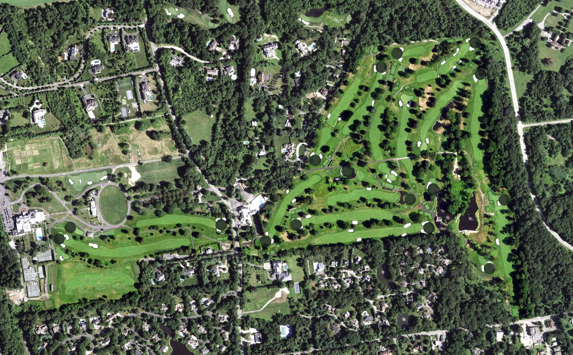 Aerial view of Old Oaks Country Club, NY