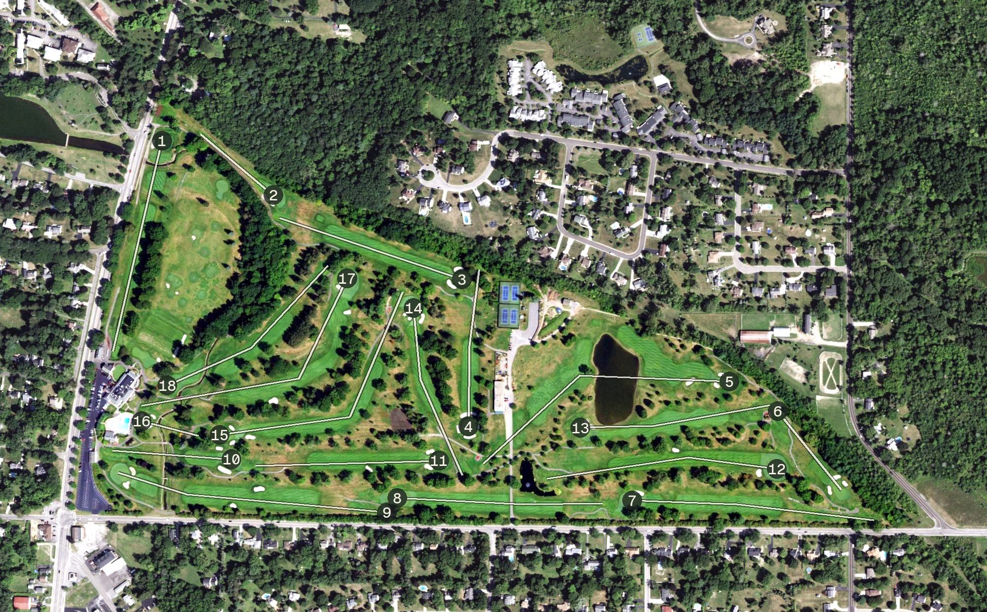 Aerial view of Orchard Park Country Club, NY