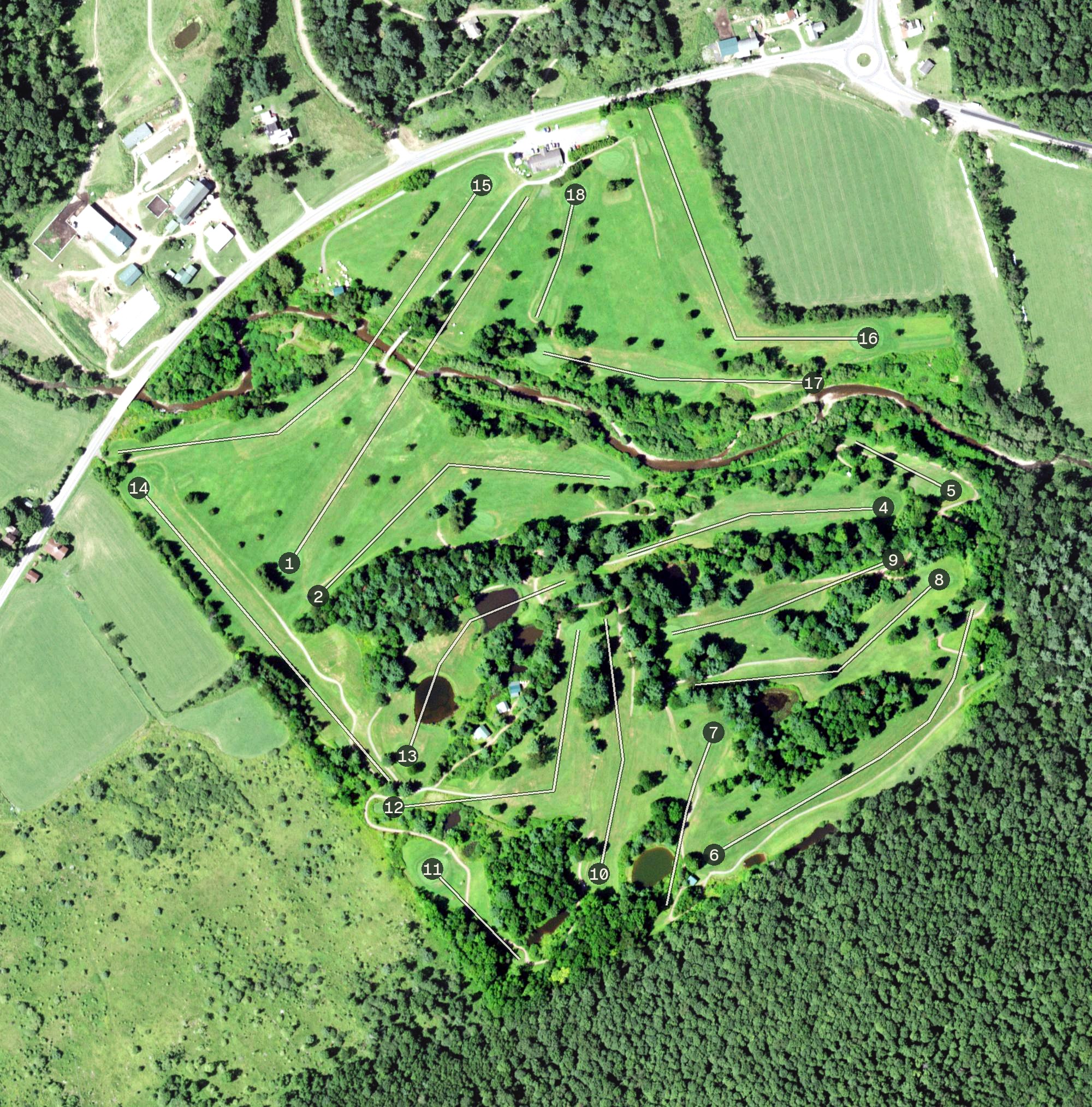 Aerial view of Ouelout Creek Golf Course, NY