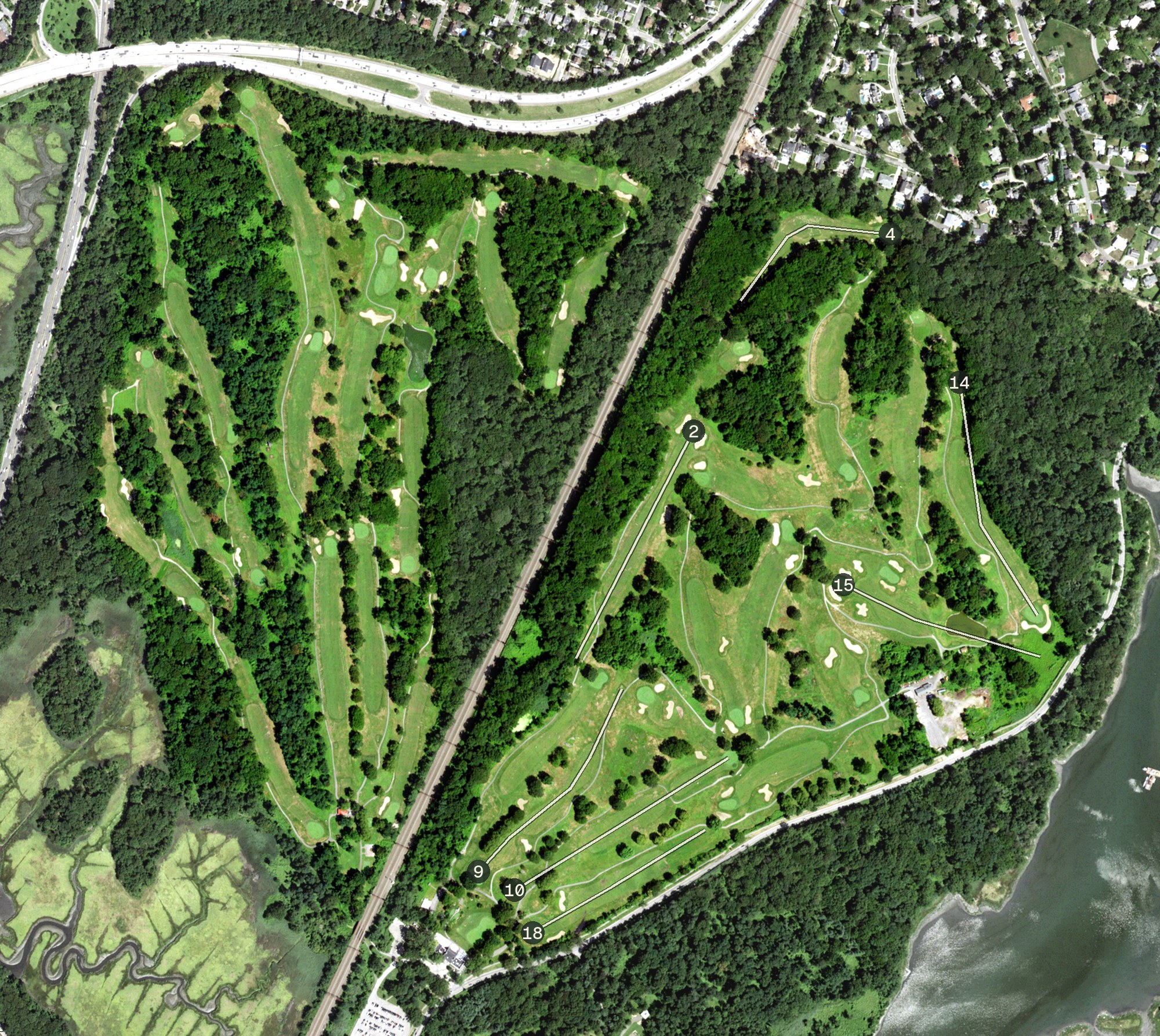Aerial view of Pelham Bay & Split Rock Golf Course, NY