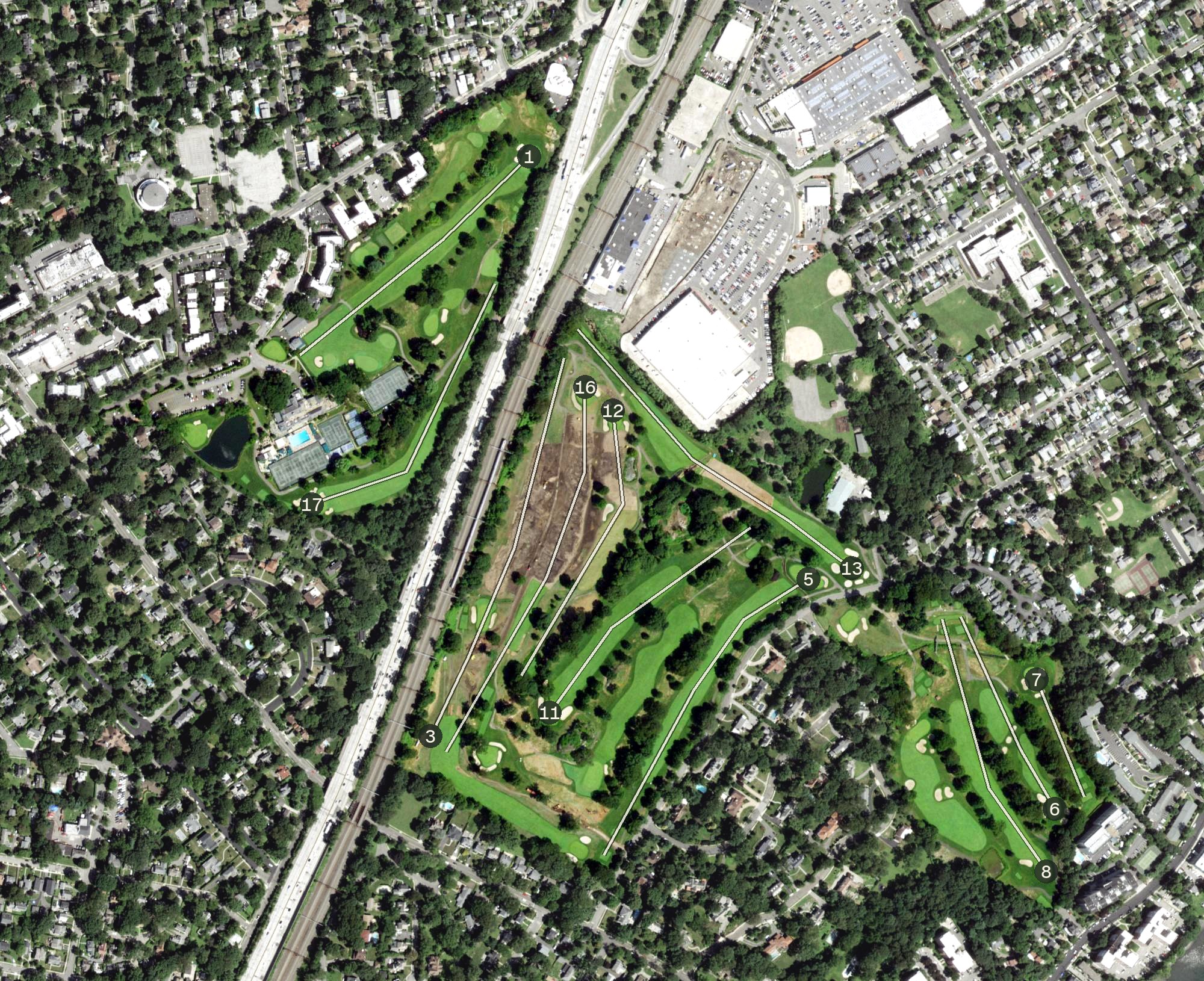 Aerial view of Pelham Country Club, NY