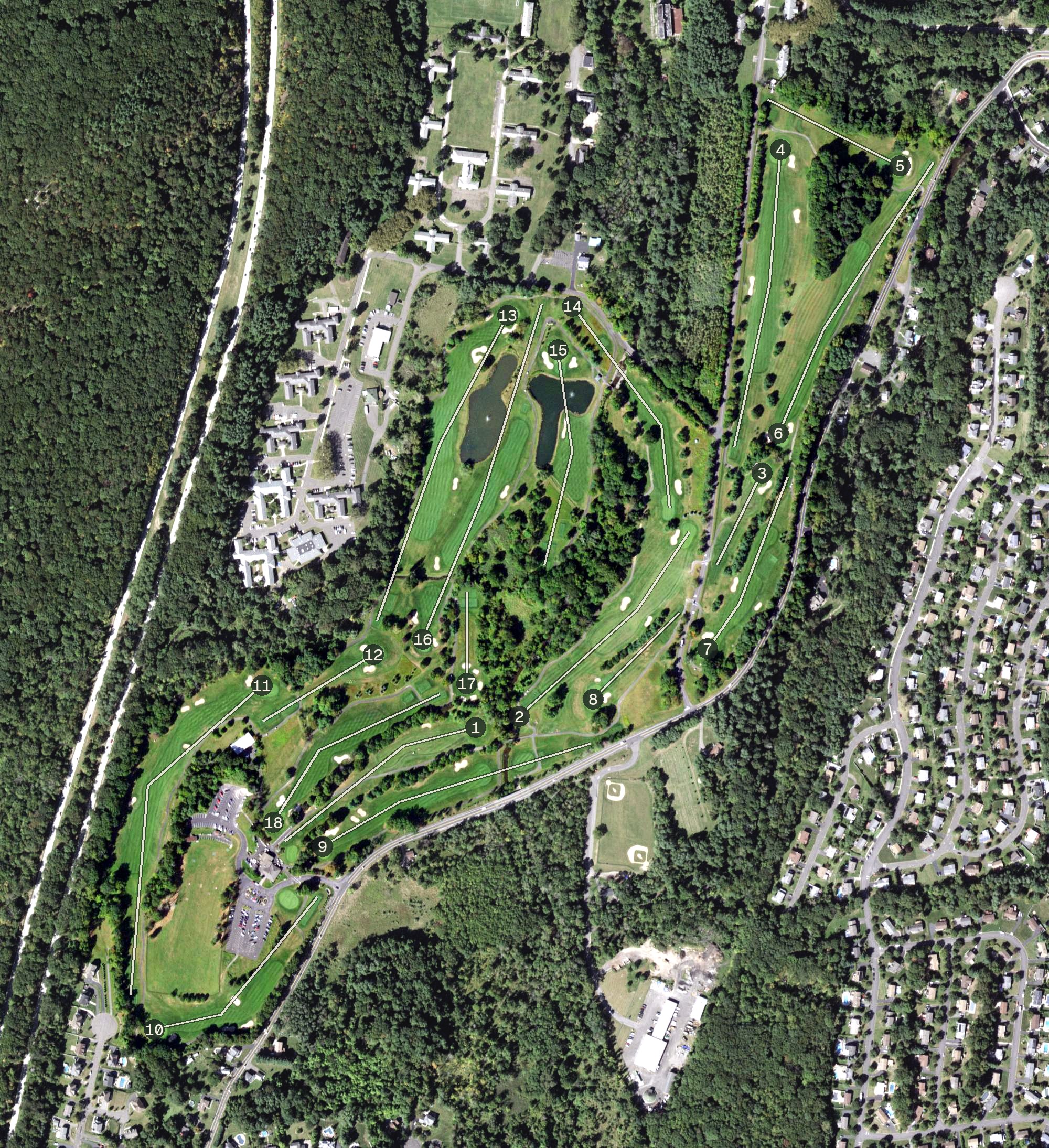 Aerial view of Phillip J. Rotella Memorial Golf Course, NY