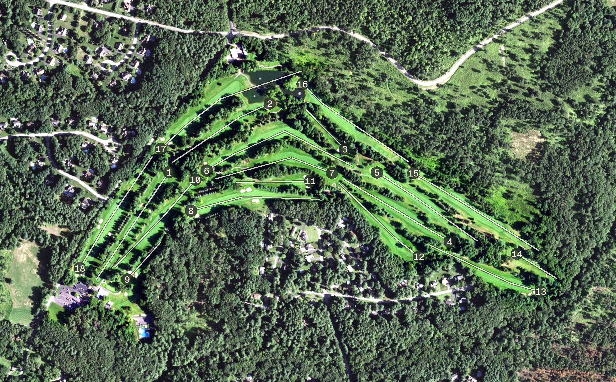 Aerial view of Pinehaven Country Club, NY