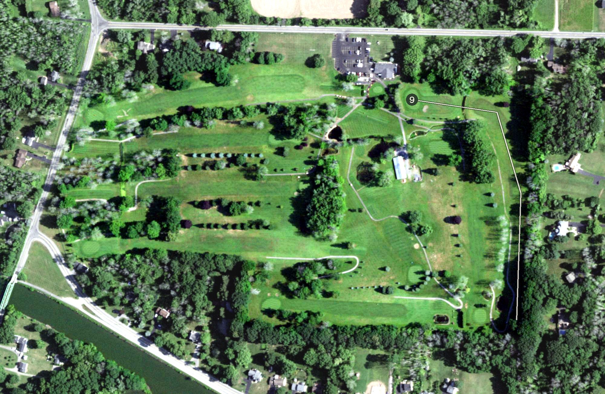 Aerial view of Pinewood Country Club, NY