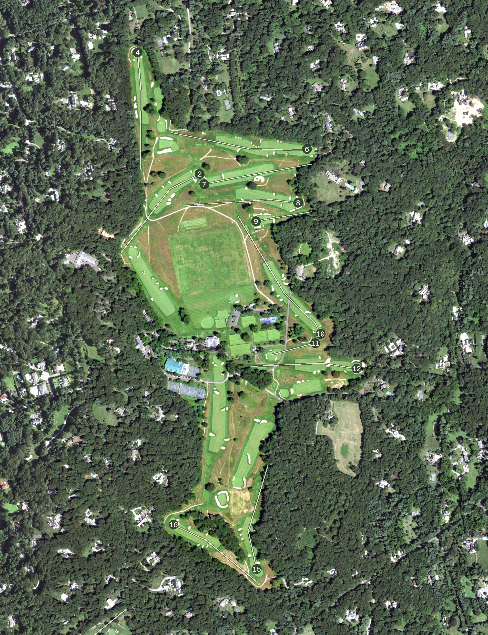 Aerial view of Piping Rock Club, NY